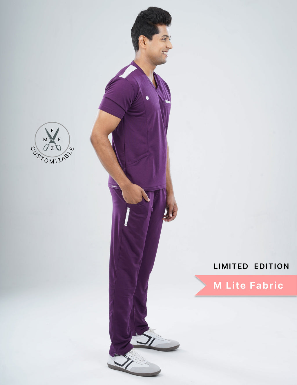 MERLOT WINE  - LIMITED EDITION  V Neck / Straight Pant / 2 way Stretch (MaleFullset) MKZ145