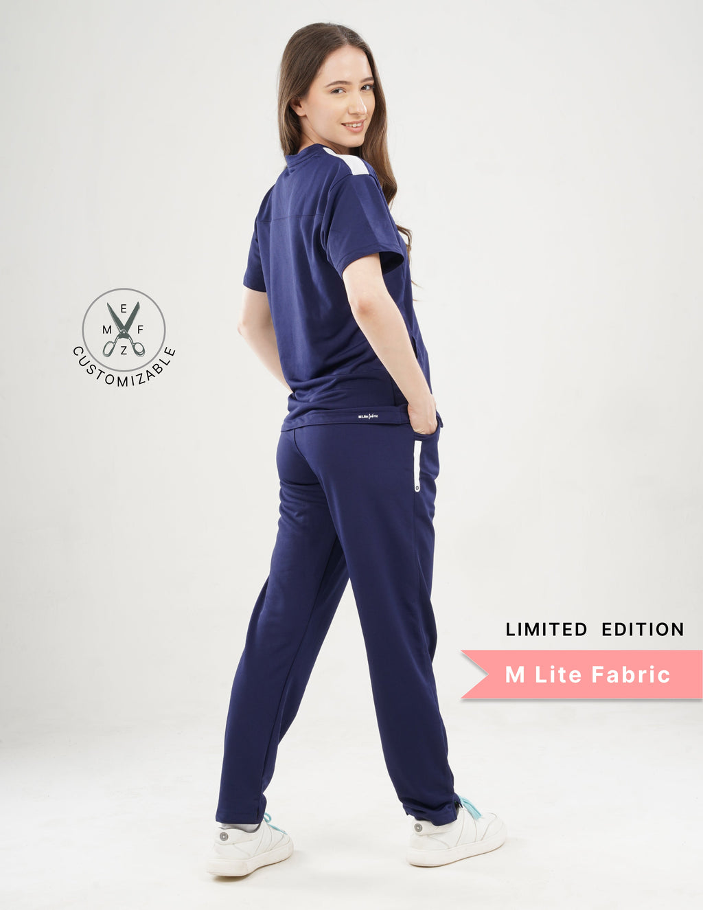 ORLIN NAVY - LIMITED EDITION  V Neck / Straight Pant / 2 way Stretch (FemaleFullset) MKZ31