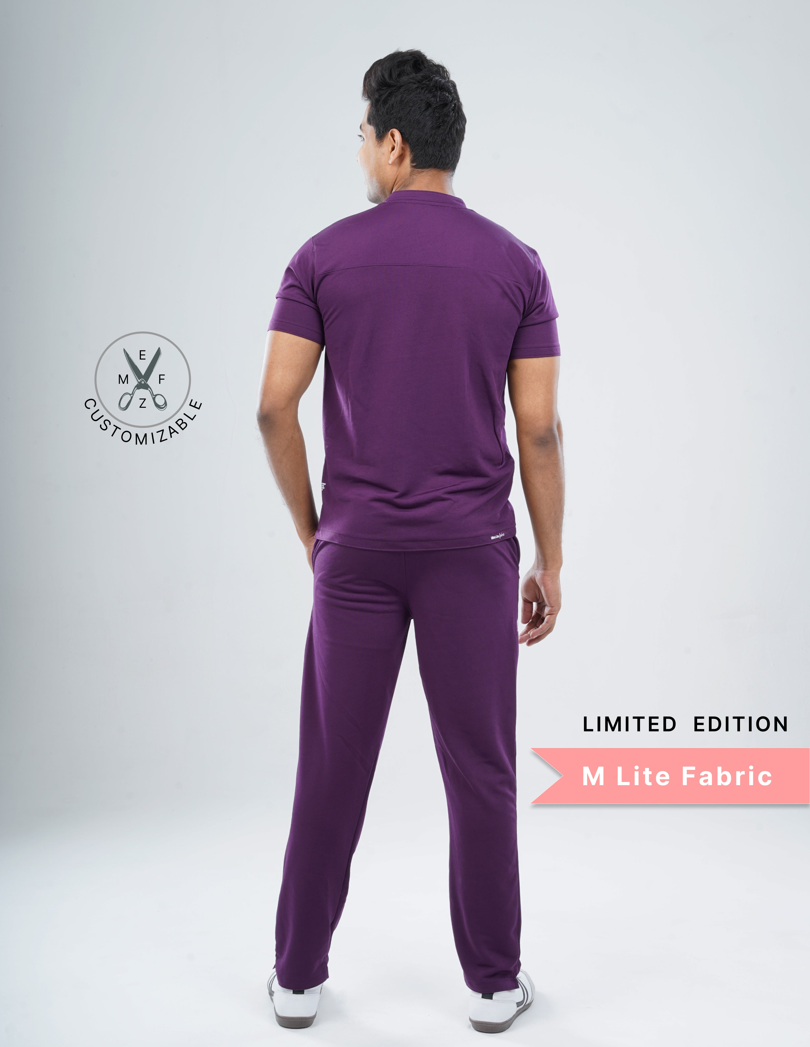 MERLOT WINE  - LIMITED EDITION  V Neck / Straight Pant / 2 way Stretch (MaleFullset) MKZ145