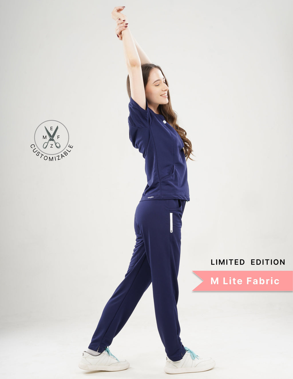 ORLIN NAVY - LIMITED EDITION  V Neck / Straight Pant / 2 way Stretch (FemaleFullset) MKZ31