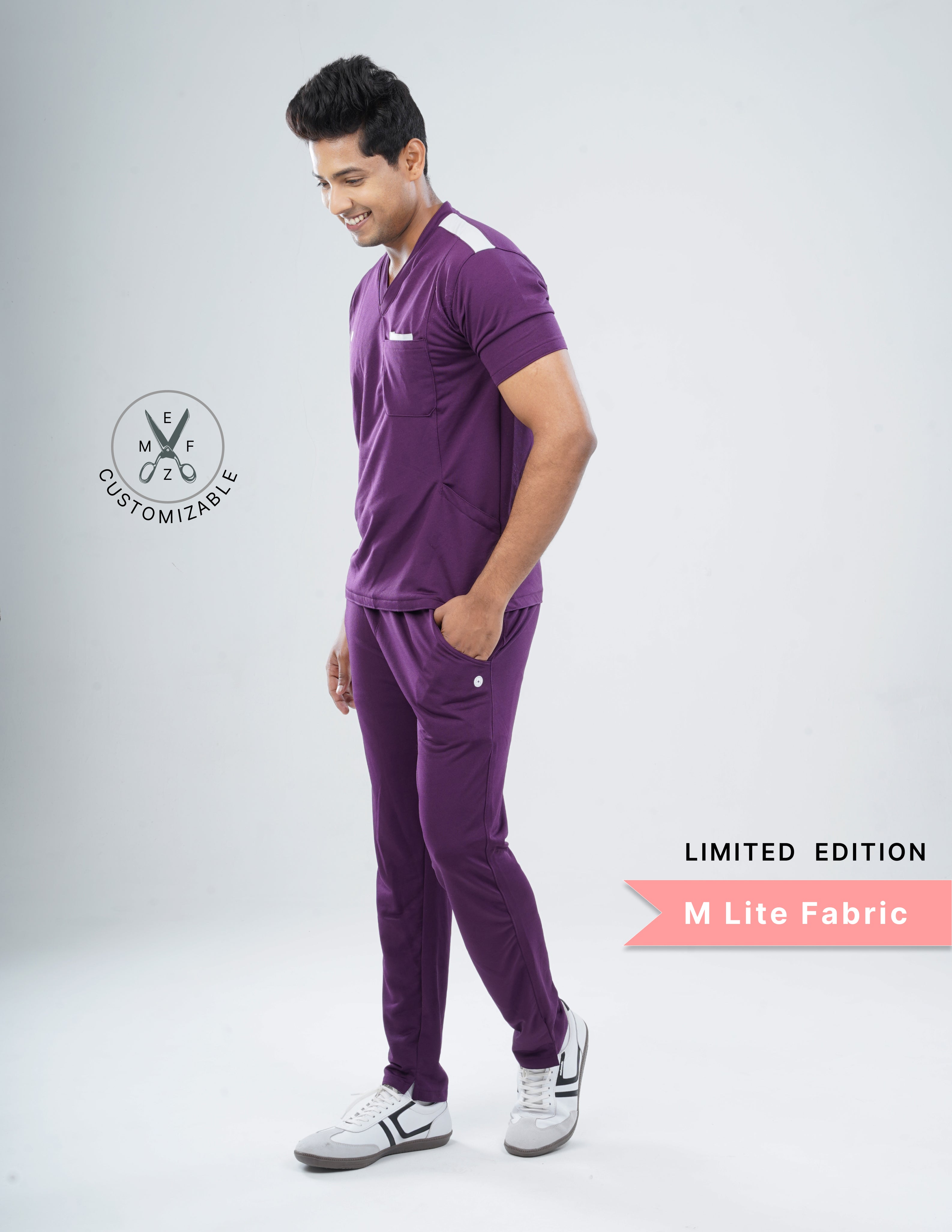 MERLOT WINE  - LIMITED EDITION  V Neck / Straight Pant / 2 way Stretch (MaleFullset) MKZ145
