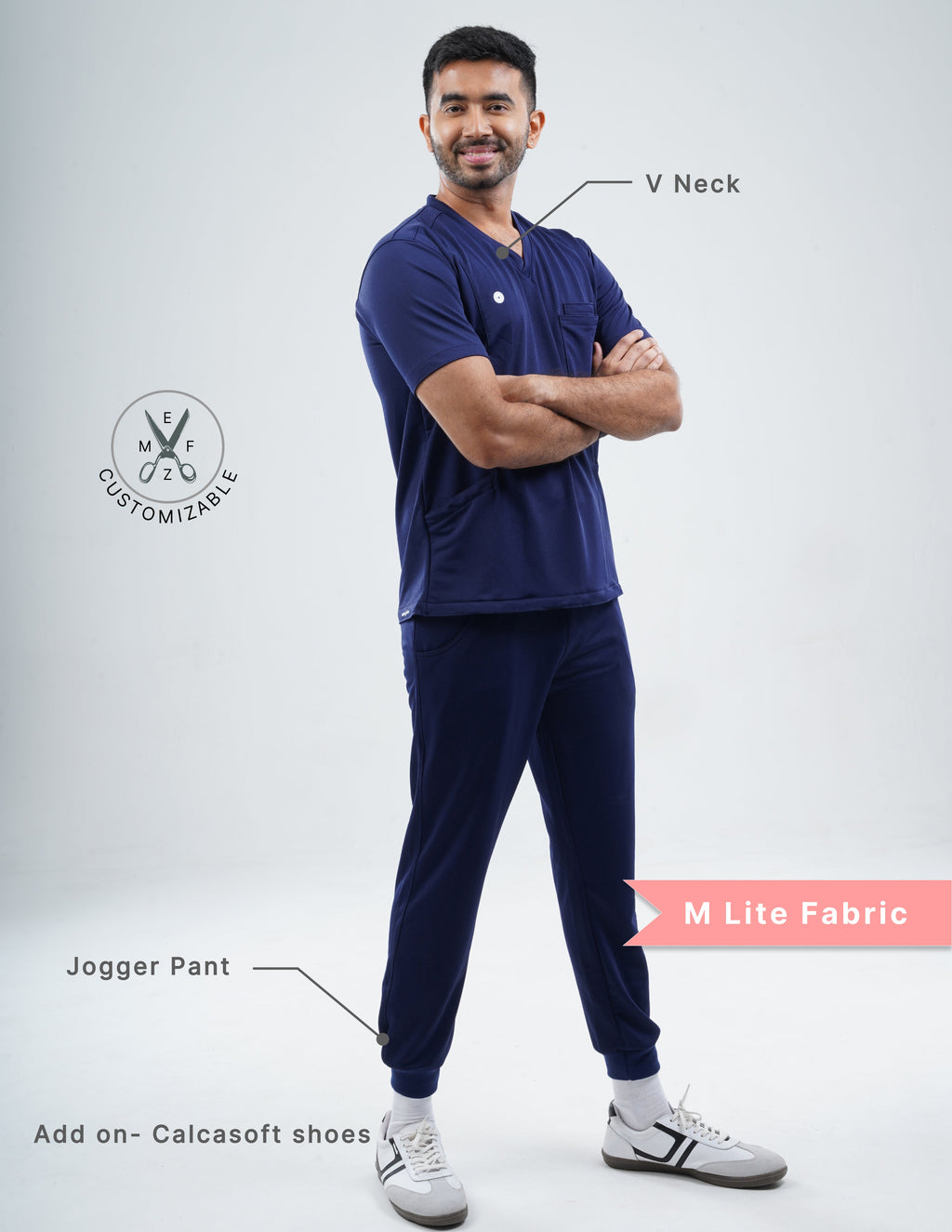 ORLIN NAVY  V Neck / Jogger Pant / 2 way Stretch (MaleFullset) MKZ158