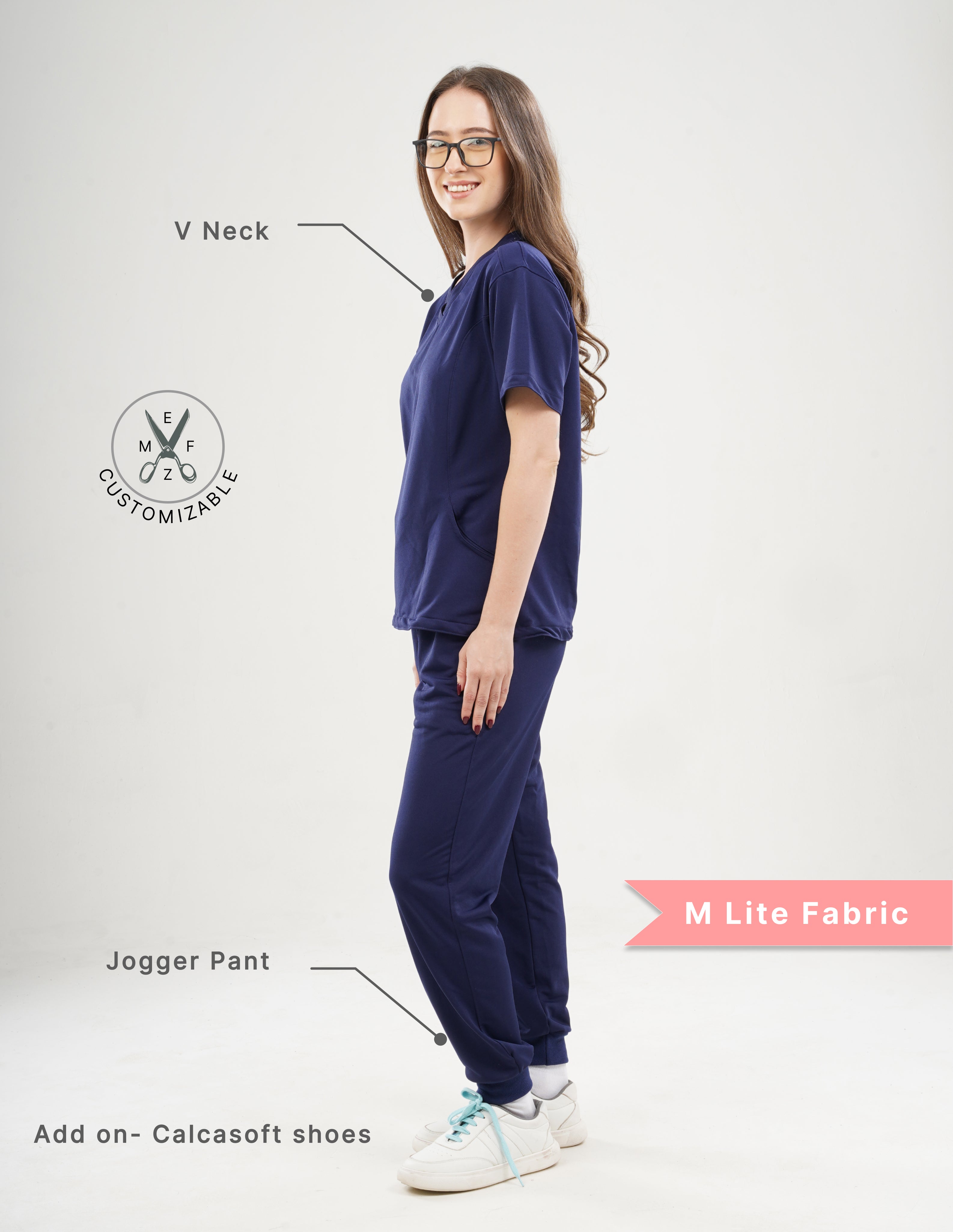 ORLIN NAVY V Neck / Jogger Pant / 2 way Stretch (FemaleFullset) MKZ29