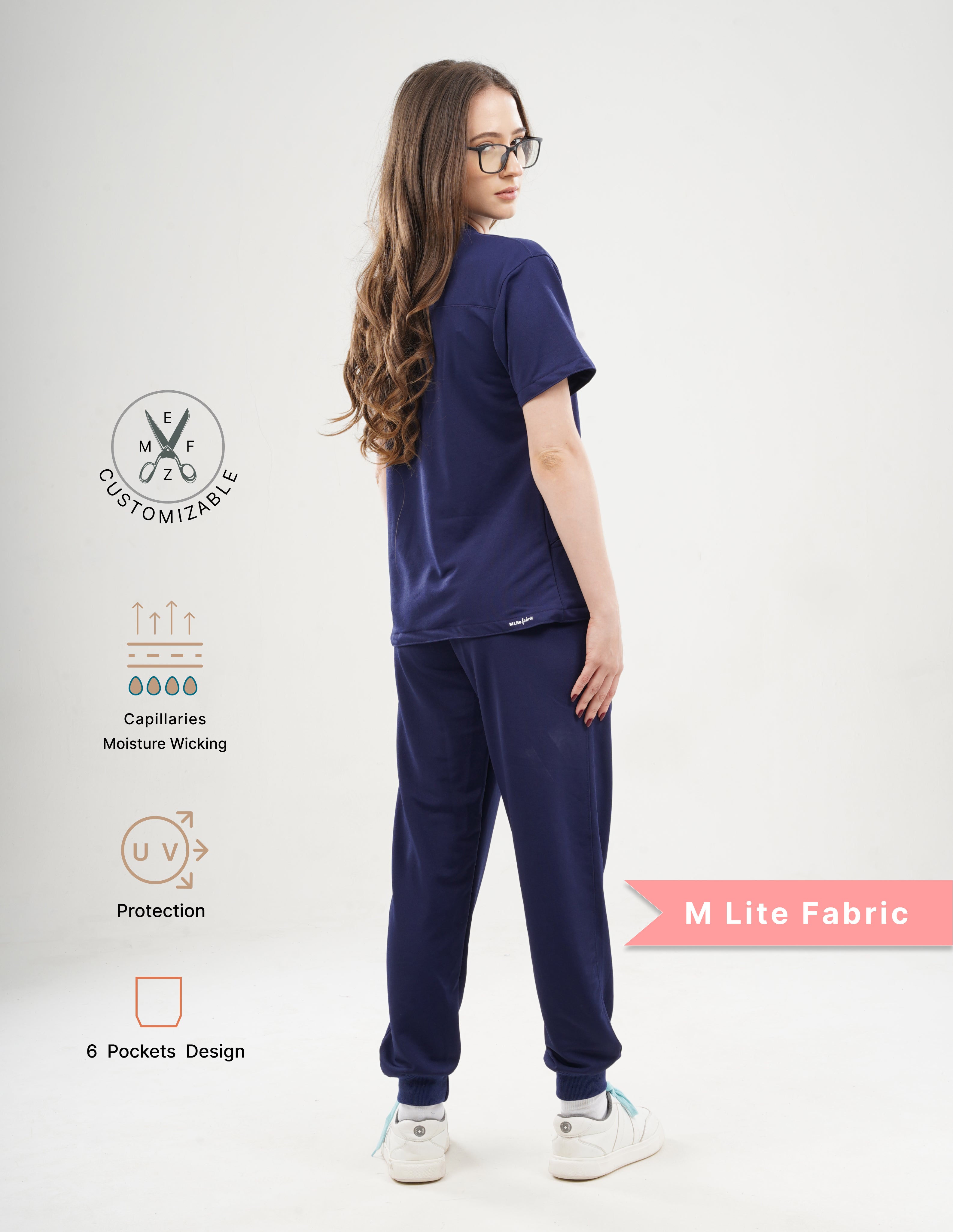 ORLIN NAVY V Neck / Jogger Pant / 2 way Stretch (FemaleFullset) MKZ29