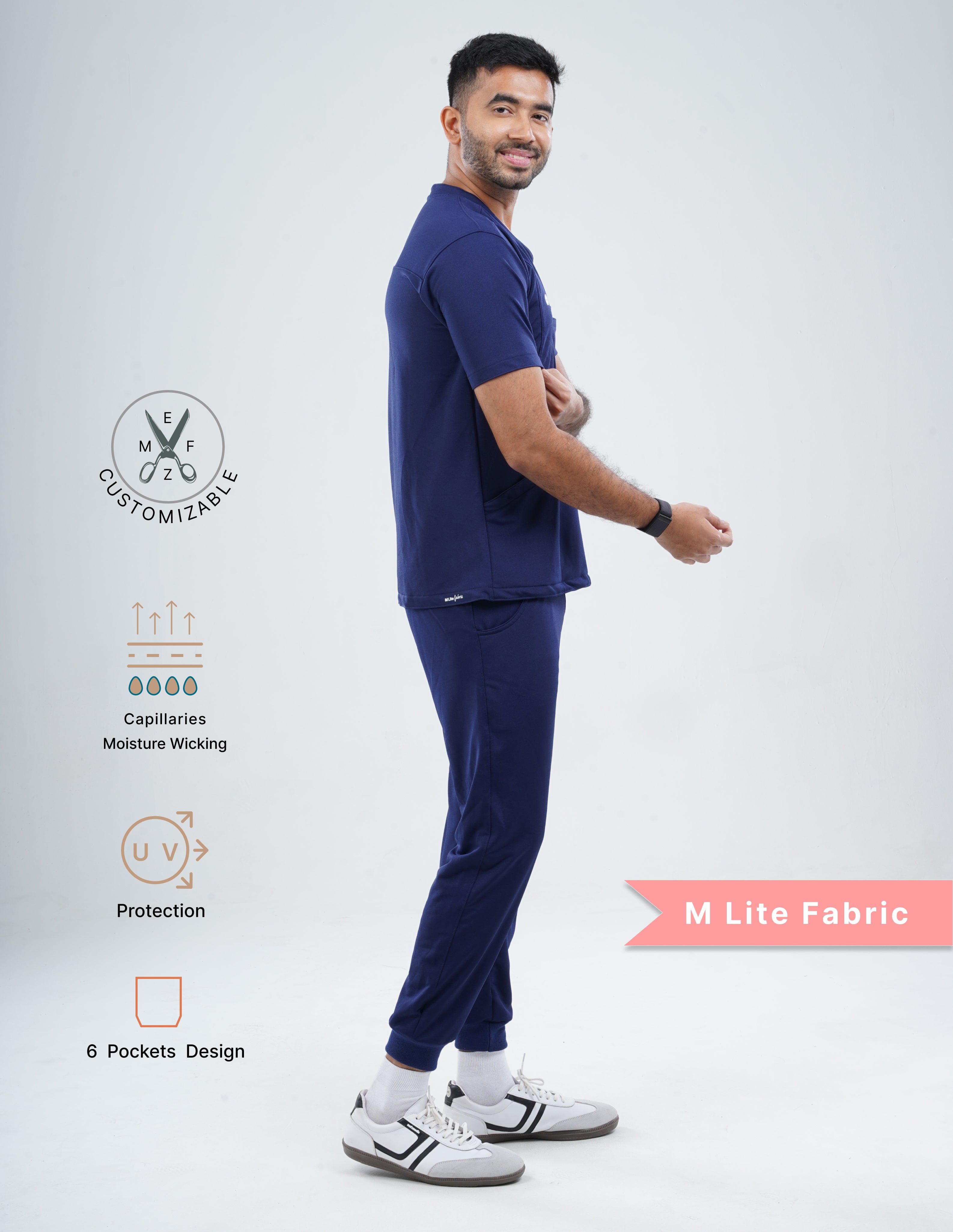 ORLIN NAVY  V Neck / Jogger Pant / 2 way Stretch (MaleFullset) MKZ158