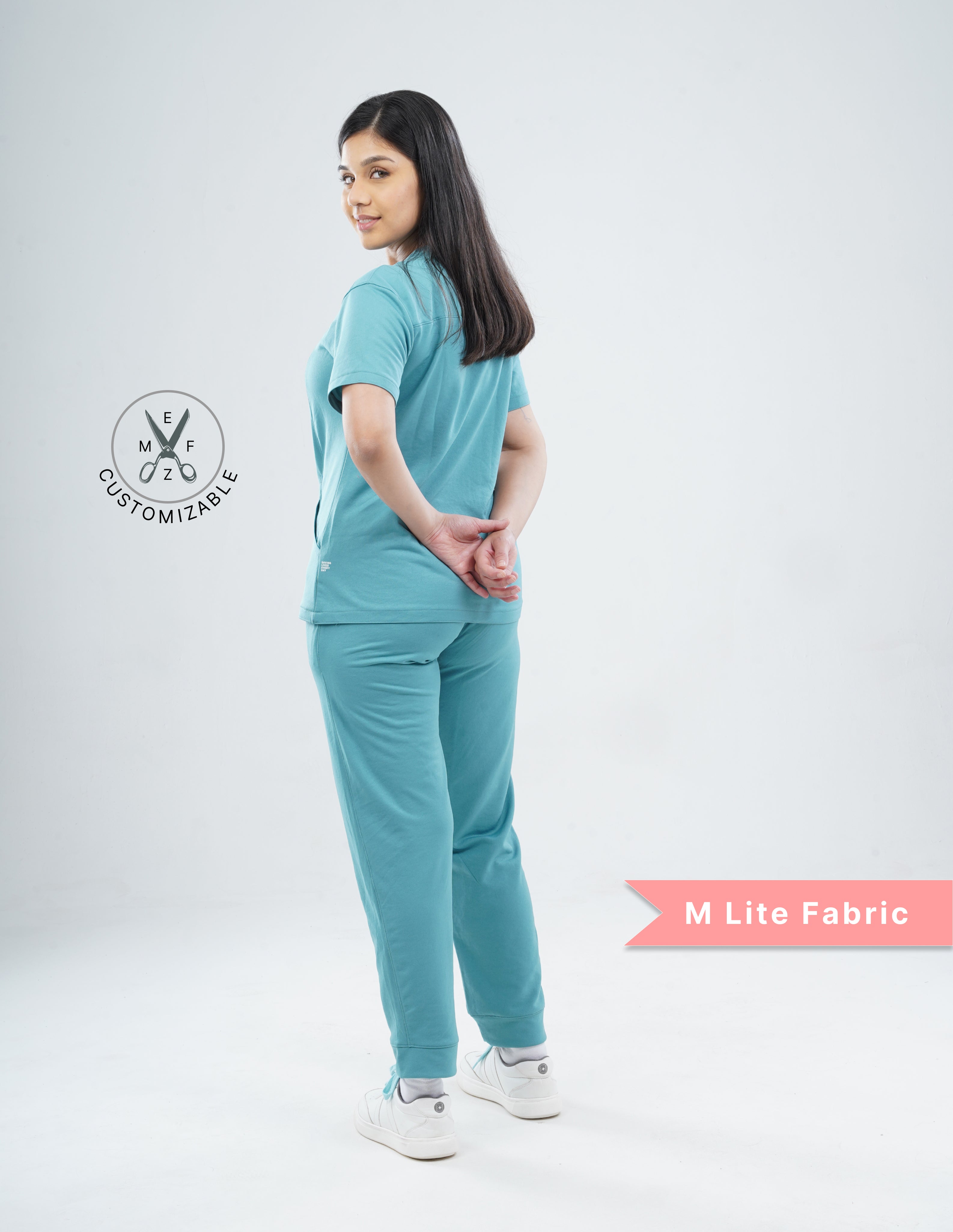 HYLORA TEAL  V Neck / Jogger Pant / 2 way Stretch (FemaleFullset) MKZ35