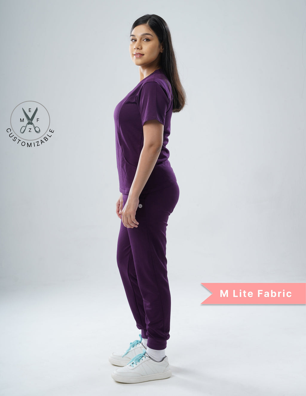 MERLOT WINE V Neck / Straight Pant / 2 way Stretch (FemaleFullset) MKZ15