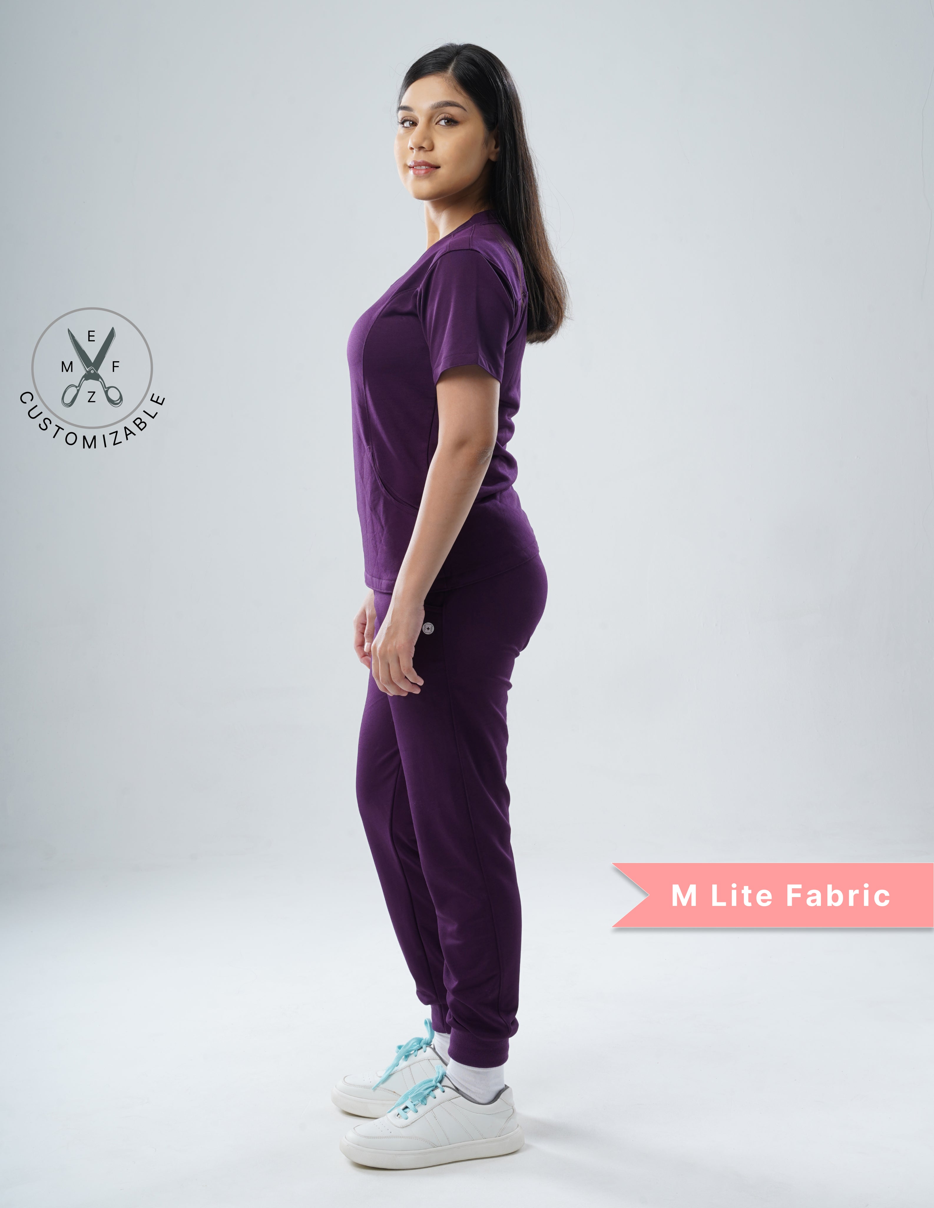 MERLOT WINE V Neck / Straight Pant / 2 way Stretch (FemaleFullset) MKZ15