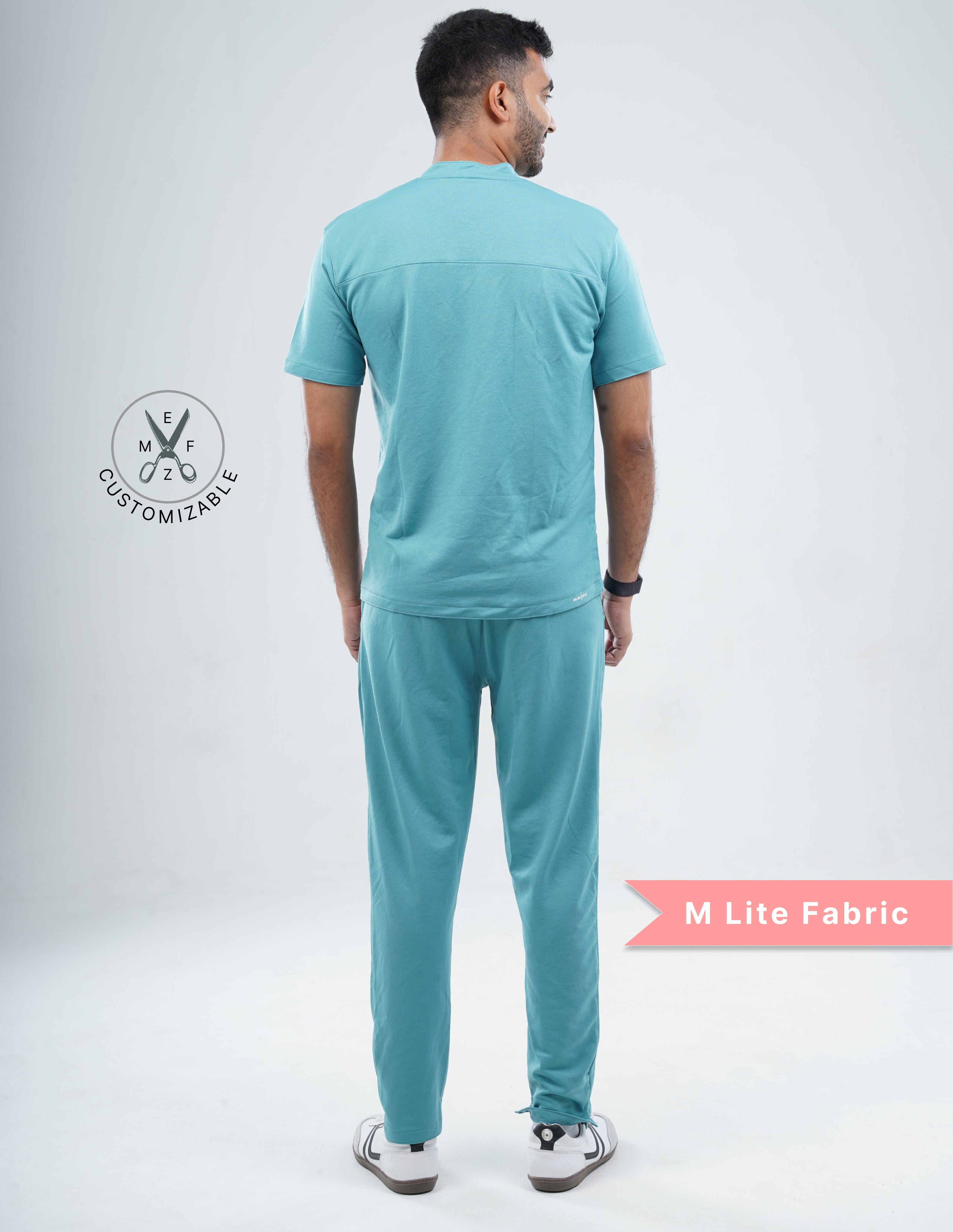 HYLORA TEAL  V Neck / Straight Pant / 2 way Stretch (MaleFullset) MKZ167