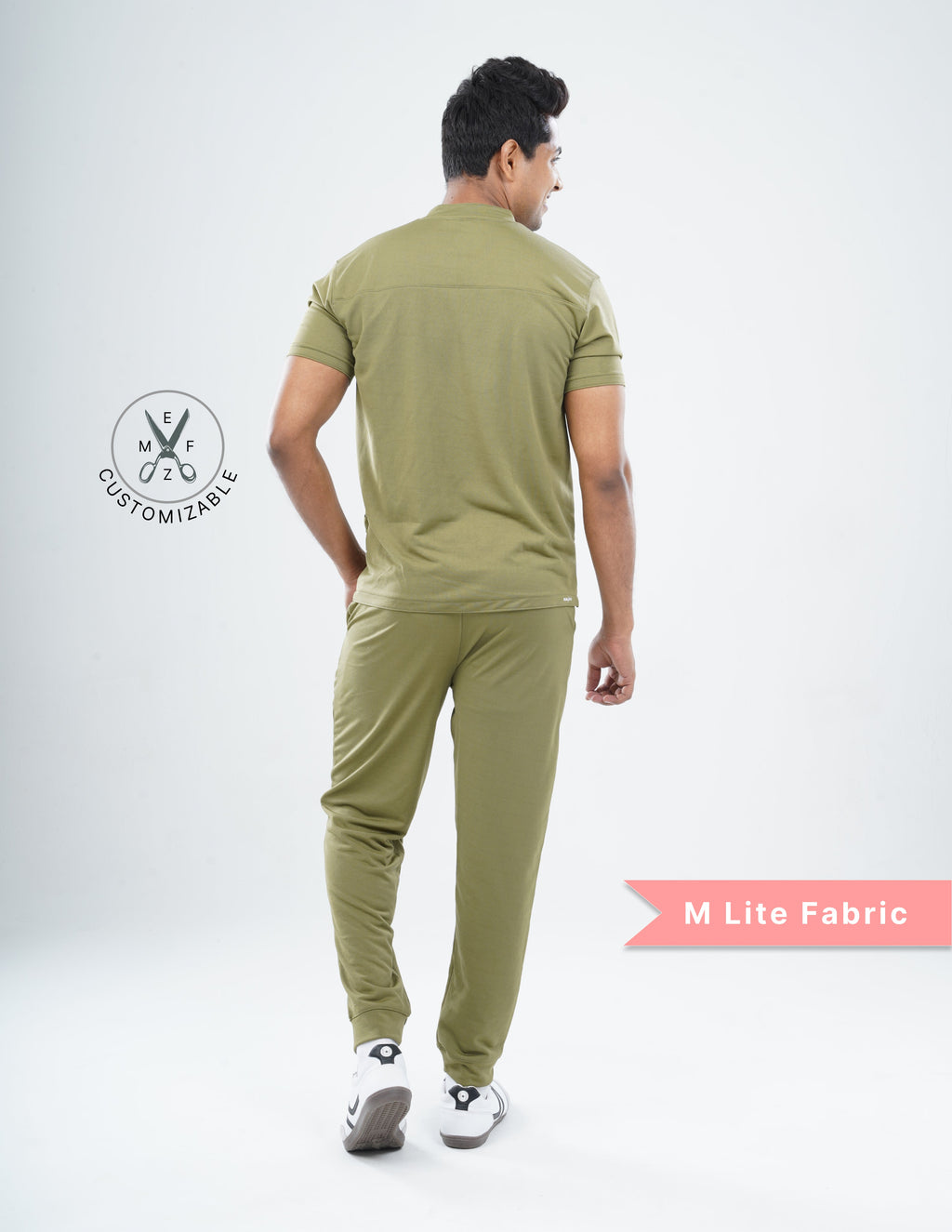 FERIL OLIVE V Neck / Jogger Pant / 2 way Stretch (MaleFullset) MKZ174