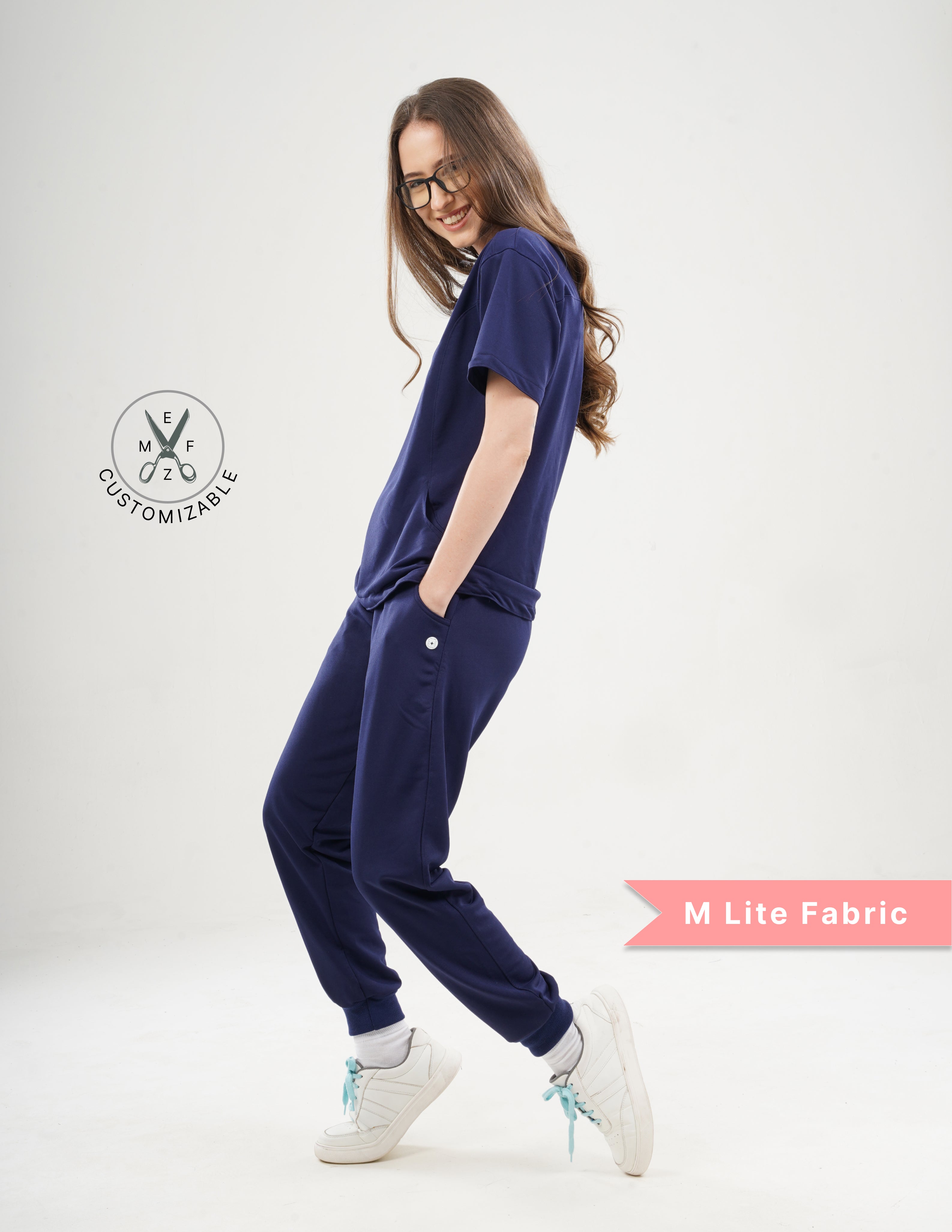 ORLIN NAVY V Neck / Jogger Pant / 2 way Stretch (FemaleFullset) MKZ29