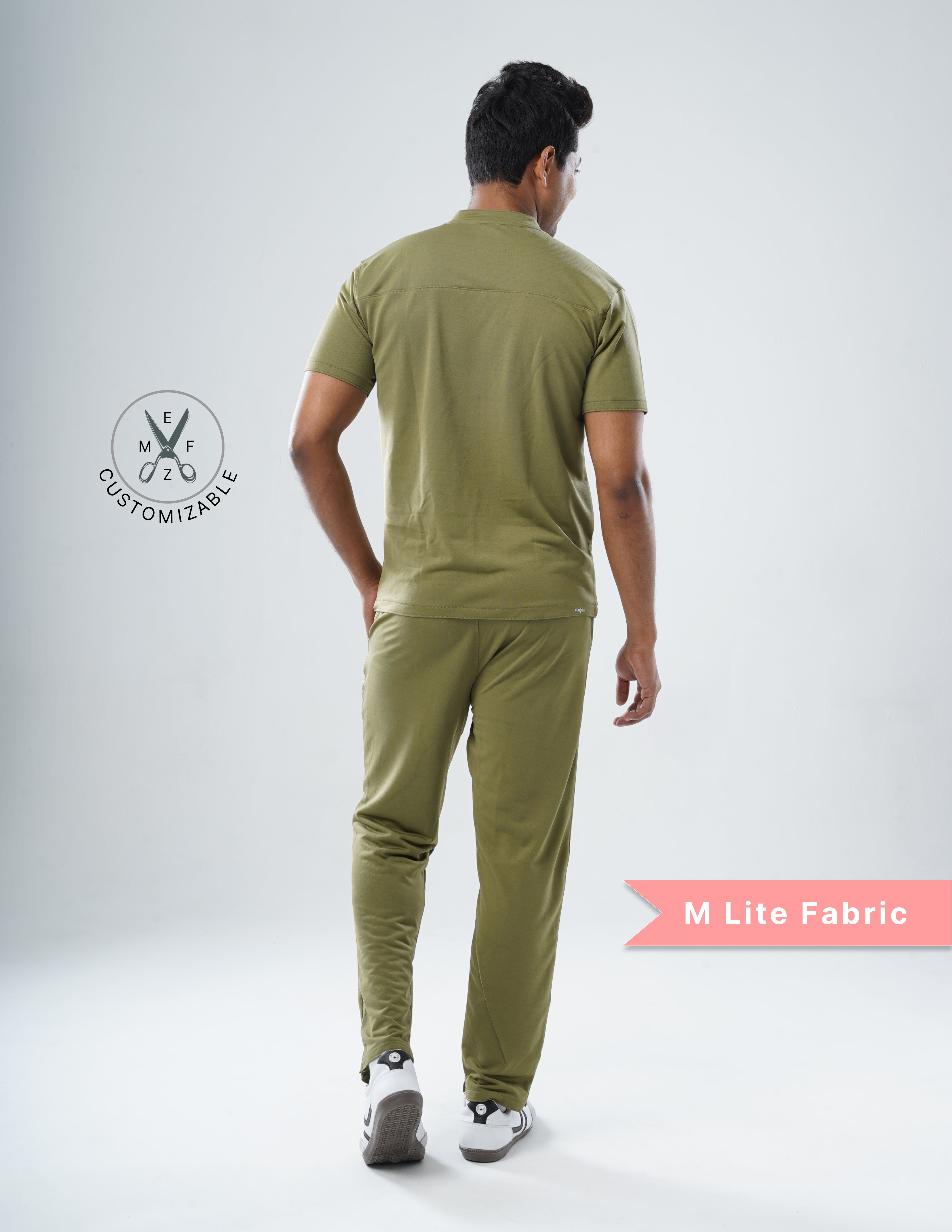 FERIL OLIVE V Neck / Straight Pant / 2 way Stretch (MaleFullset) MKZ175