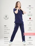 ORLIN NAVY - LIMITED EDITION  V Neck / Straight Pant / 2 way Stretch (FemaleFullset) MKZ31