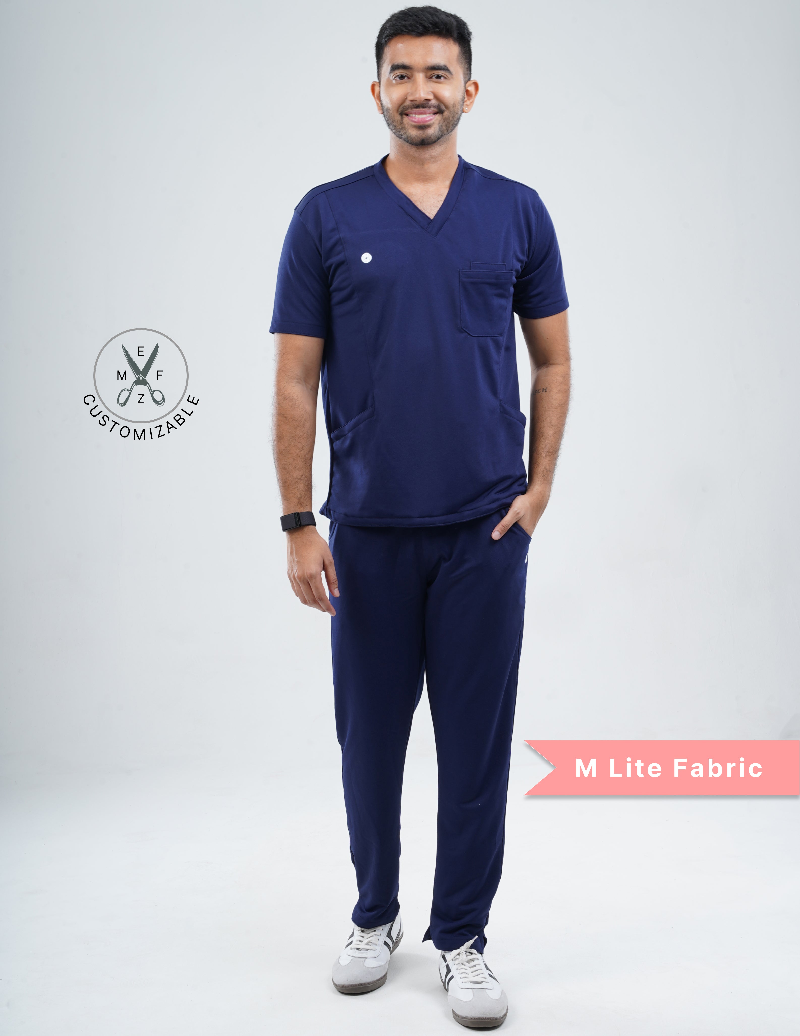 ORLIN NAVY  V Neck / Straight Pant / 2 way Stretch (MaleFullset) MKZ159
