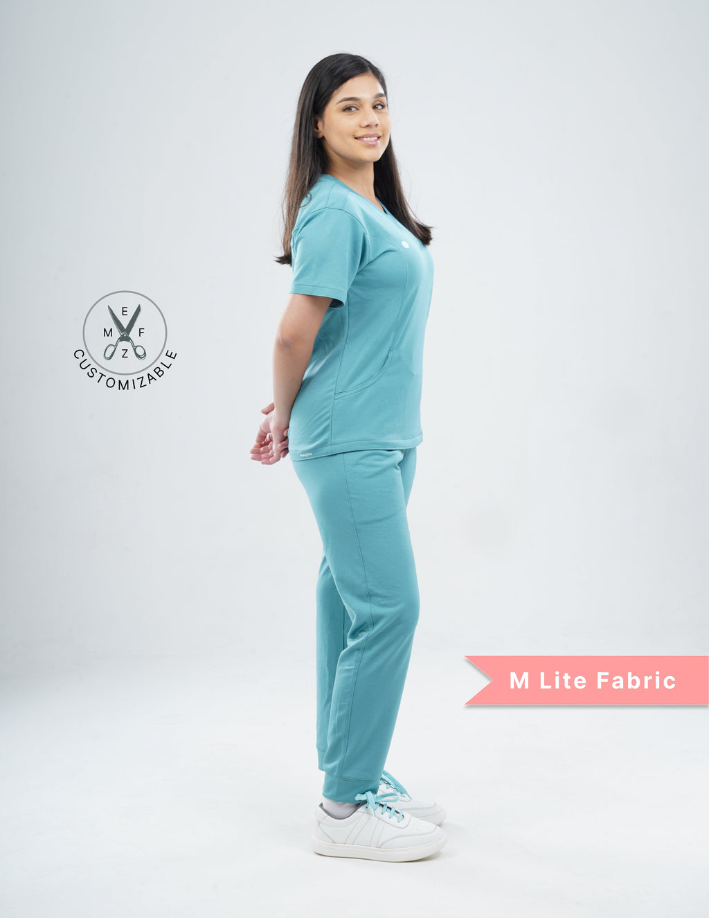 HYLORA TEAL  V Neck / Jogger Pant / 2 way Stretch (FemaleFullset) MKZ35