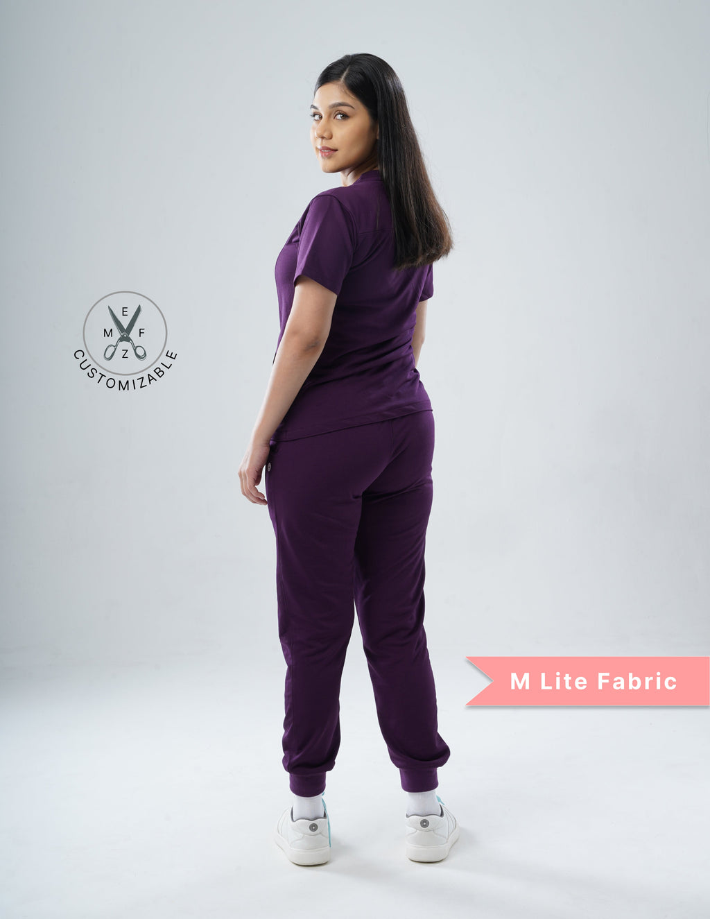 MERLOT WINE V Neck / Straight Pant / 2 way Stretch (FemaleFullset) MKZ15