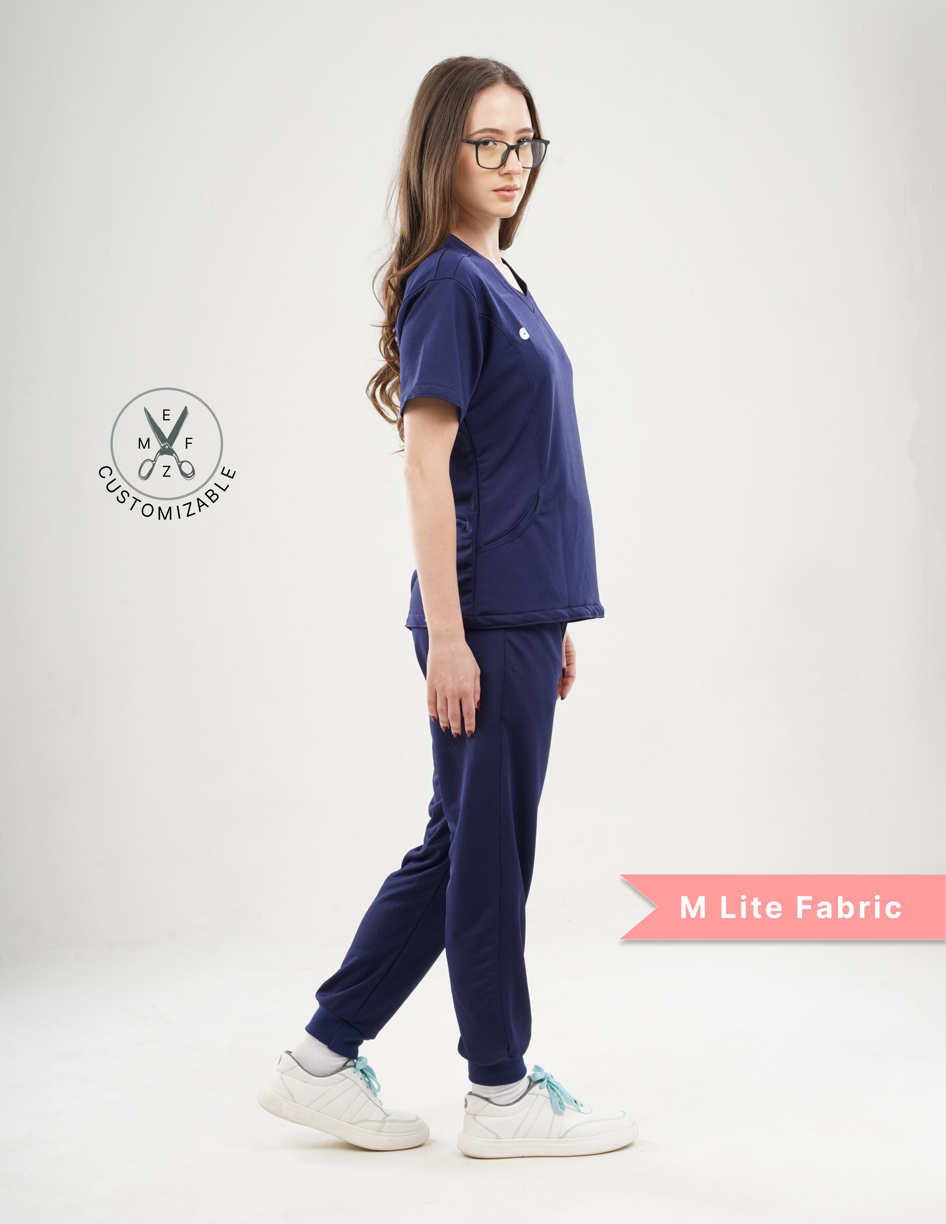 ORLIN NAVY V Neck / Jogger Pant / 2 way Stretch (FemaleFullset) MKZ29