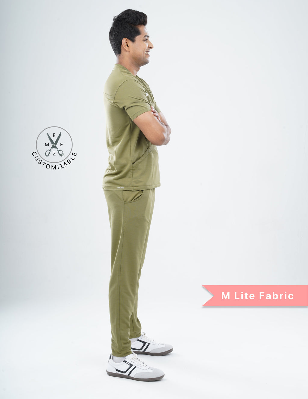 FERIL OLIVE V Neck / Jogger Pant / 2 way Stretch (MaleFullset) MKZ174