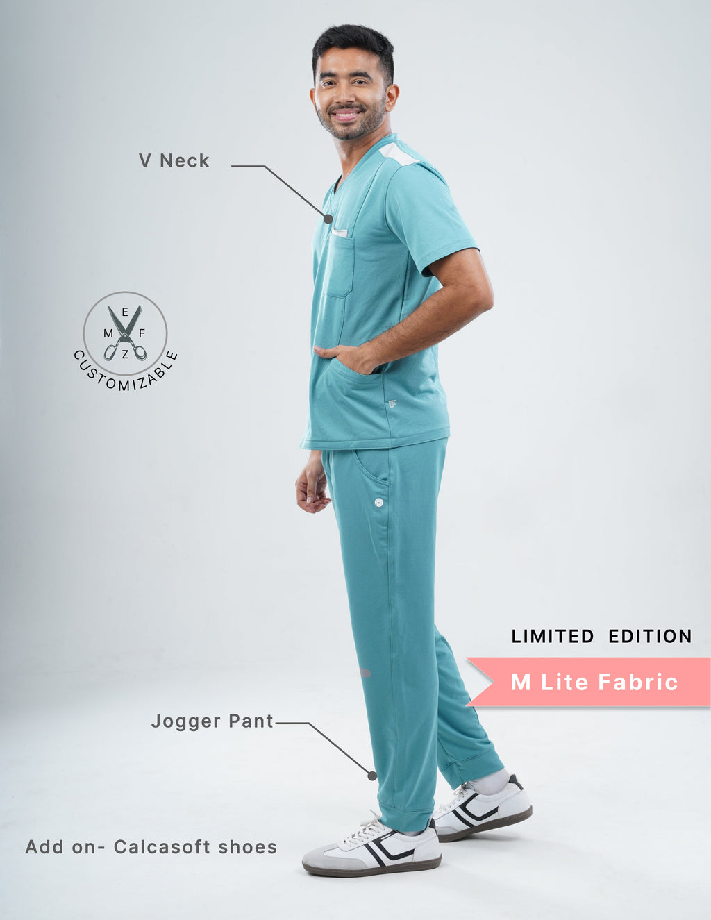 HYLORA TEAL - LIMITED EDITION V Neck / Jogger Pant / 2 way Stretch (MaleFullset) MKZ168