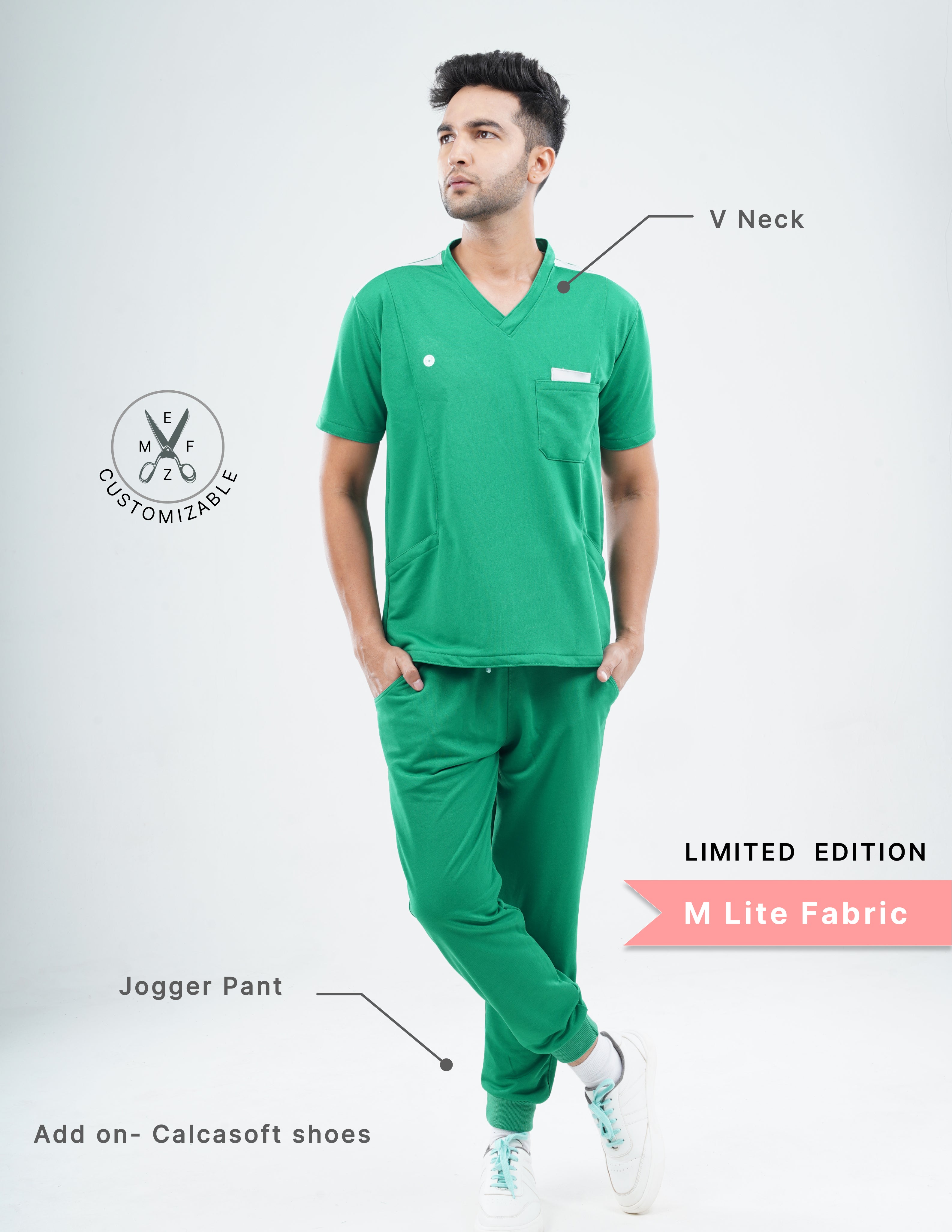 TECTOGREEN - LIMITED EDITION V Neck / Jogger Pant / 2 way Stretch (MaleFullset) MKZ152