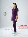 MERLOT WINE V Neck / Jogger Pant / 2 way Stretch (FemaleFullset) MKZ17
