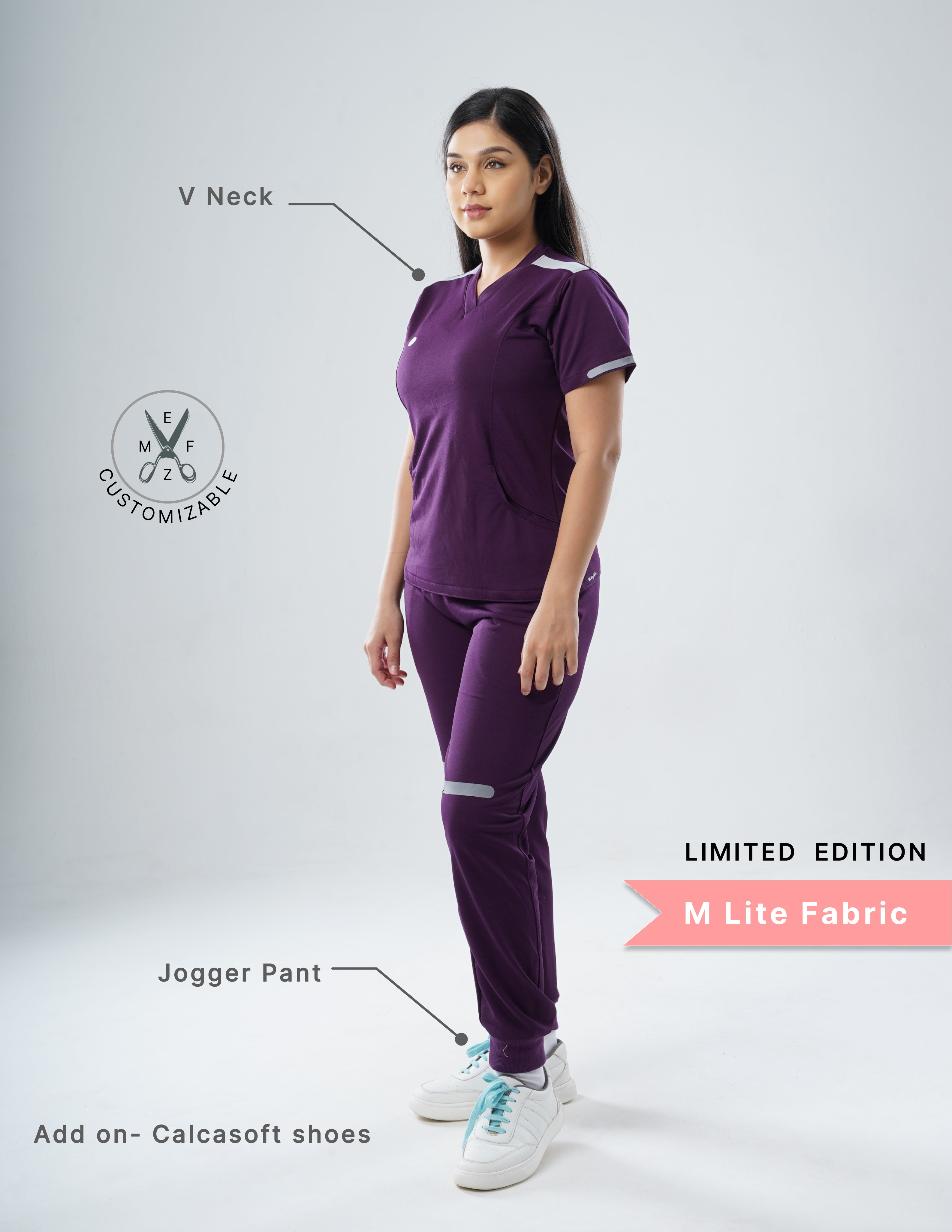 MERLOT WINE V Neck / Jogger Pant / 2 way Stretch (FemaleFullset) MKZ17