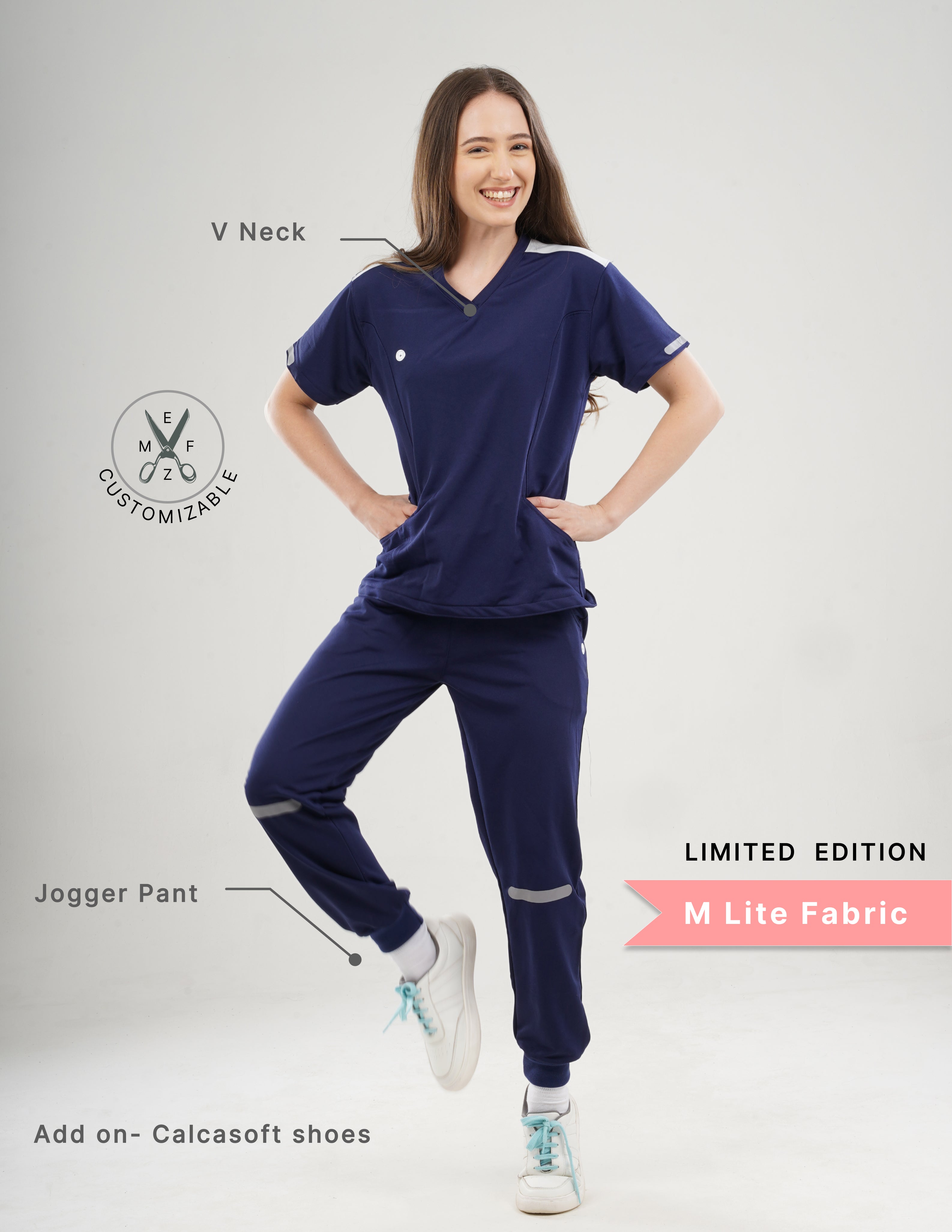 ORLIN NAVY - LIMITED EDITION  V Neck / Jogger Pant / 2 way Stretch (FemaleFullset) MKZ53