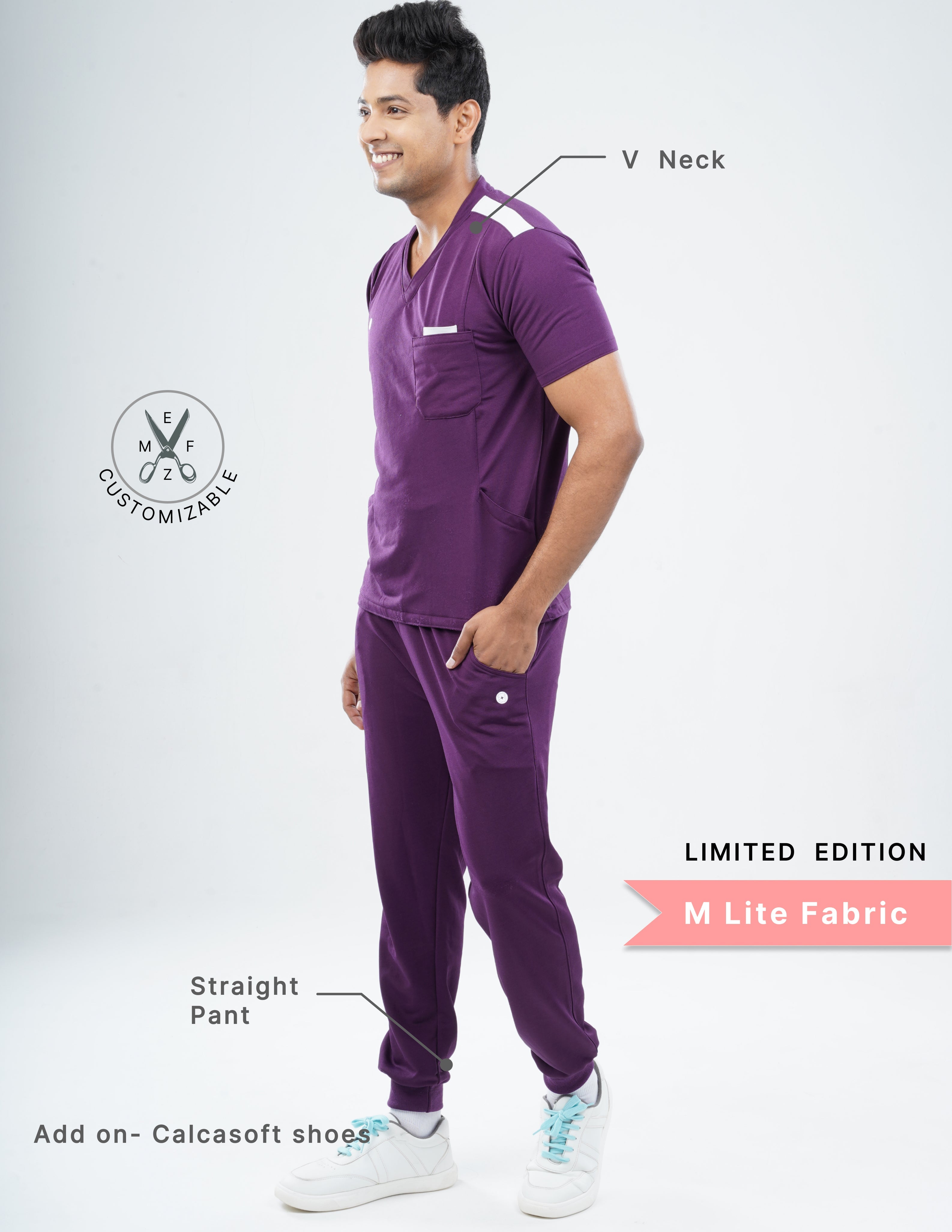 MERLOT WINE  - LIMITED EDITION  V Neck / Jogger Pant / 2 way Stretch (MaleFullset) MKZ144