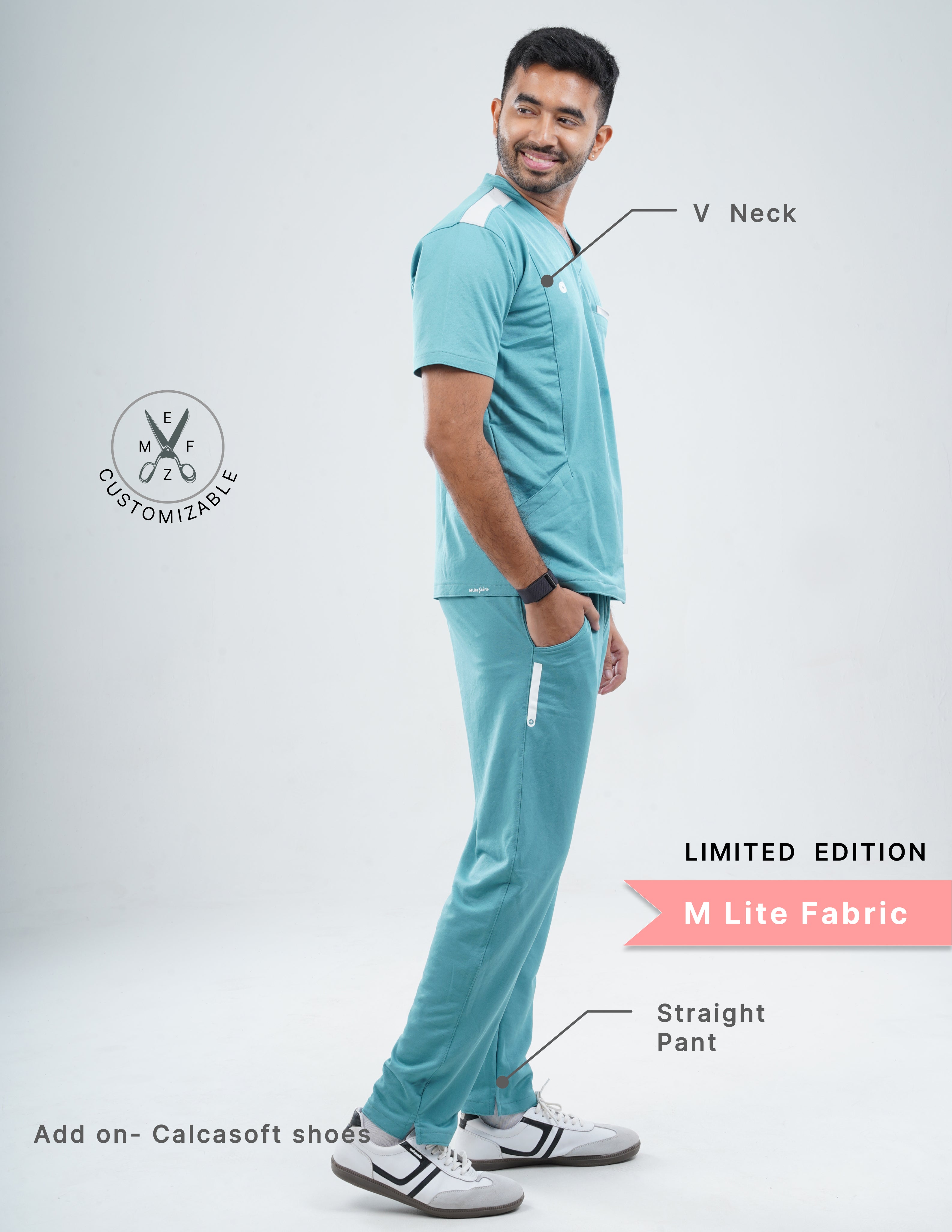 HYLORA TEAL - LIMITED EDITION V Neck / Straight Pant / 2 way Stretch (MaleFullset) MKZ169