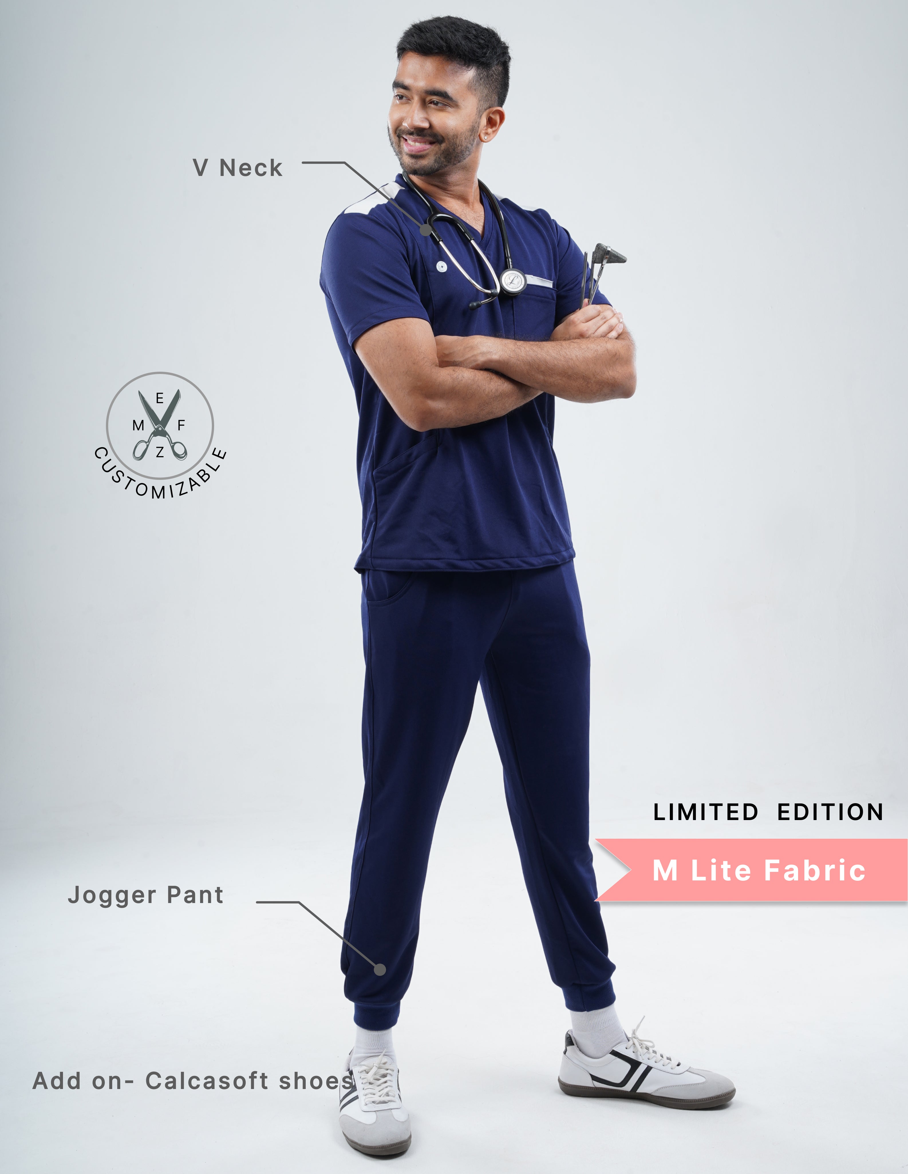 ORLIN NAVY - LIMITED EDITION  V Neck / Jogger Pant / 2 way Stretch (MaleFullset) MKZ160