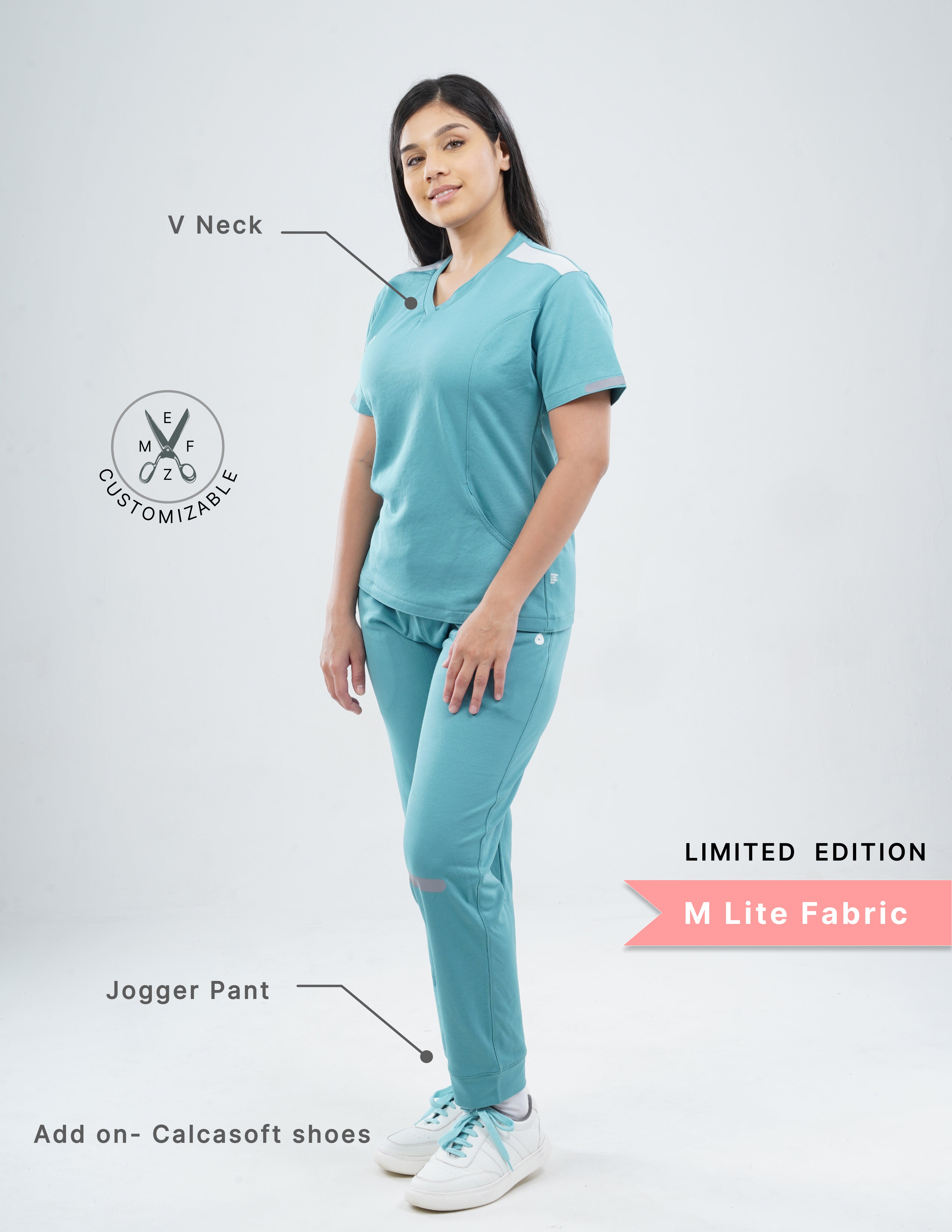 HYLORA TEAL - LIMITED EDITION  V Neck / Jogger Pant / 2 way Stretch (FemaleFullset) MKZ37