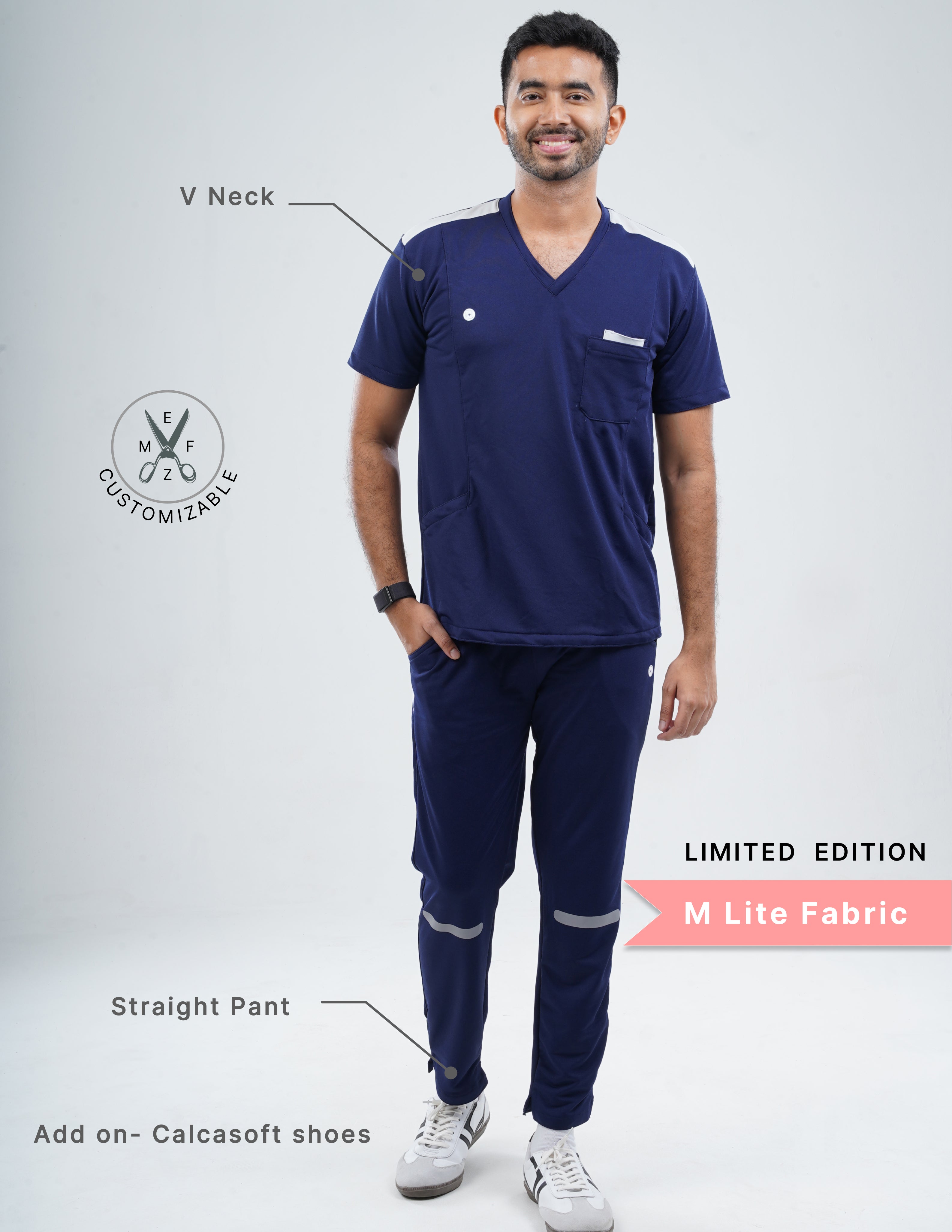 ORLIN NAVY - LIMITED EDITION  V Neck / Straight Pant / 2 way Stretch (MaleFullset) MKZ161