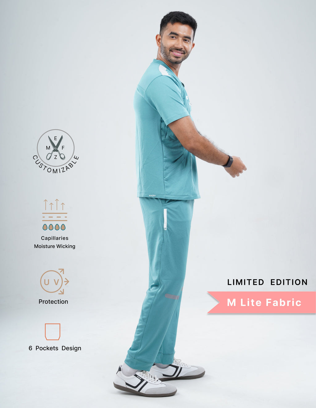 HYLORA TEAL - LIMITED EDITION V Neck / Jogger Pant / 2 way Stretch (MaleFullset) MKZ168