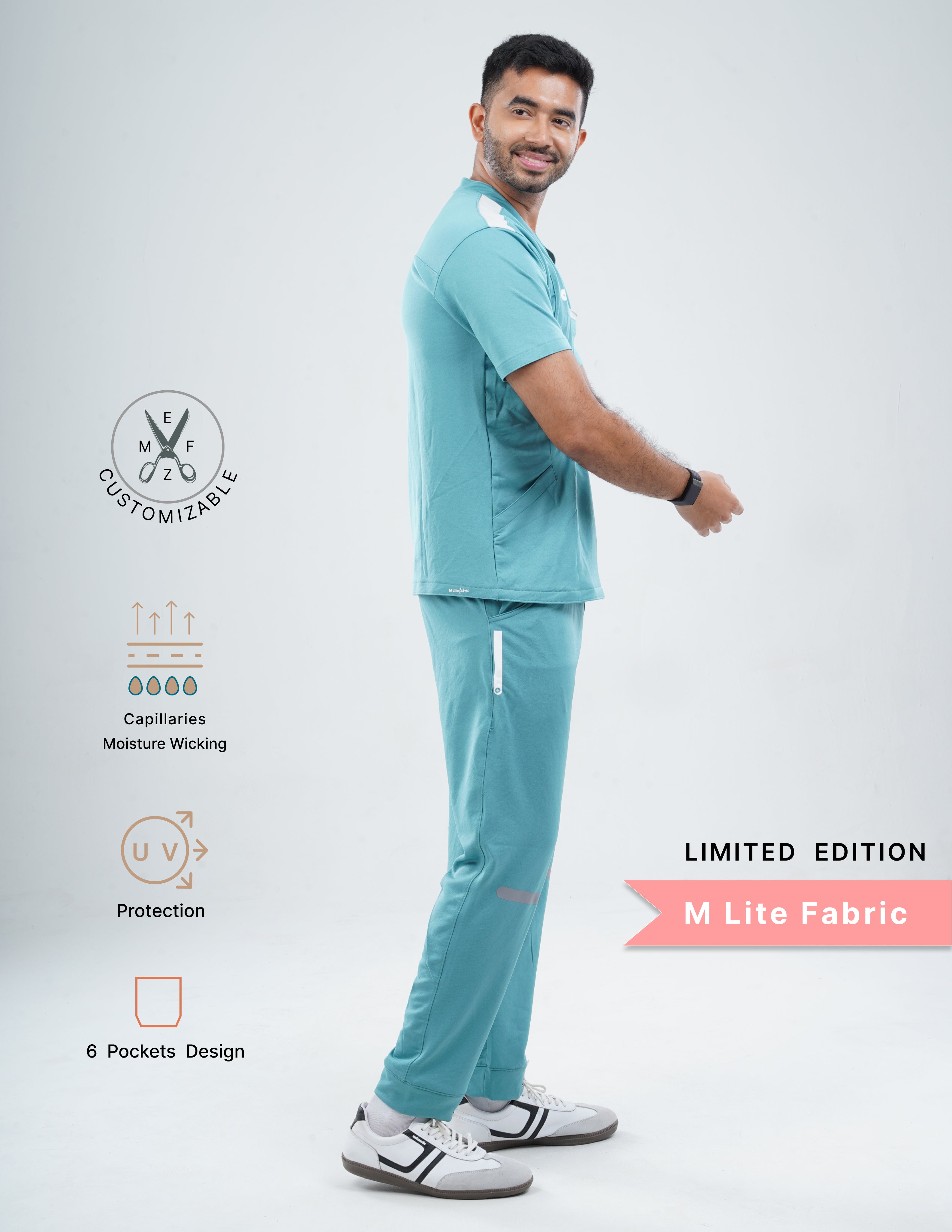HYLORA TEAL - LIMITED EDITION V Neck / Jogger Pant / 2 way Stretch (MaleFullset) MKZ168