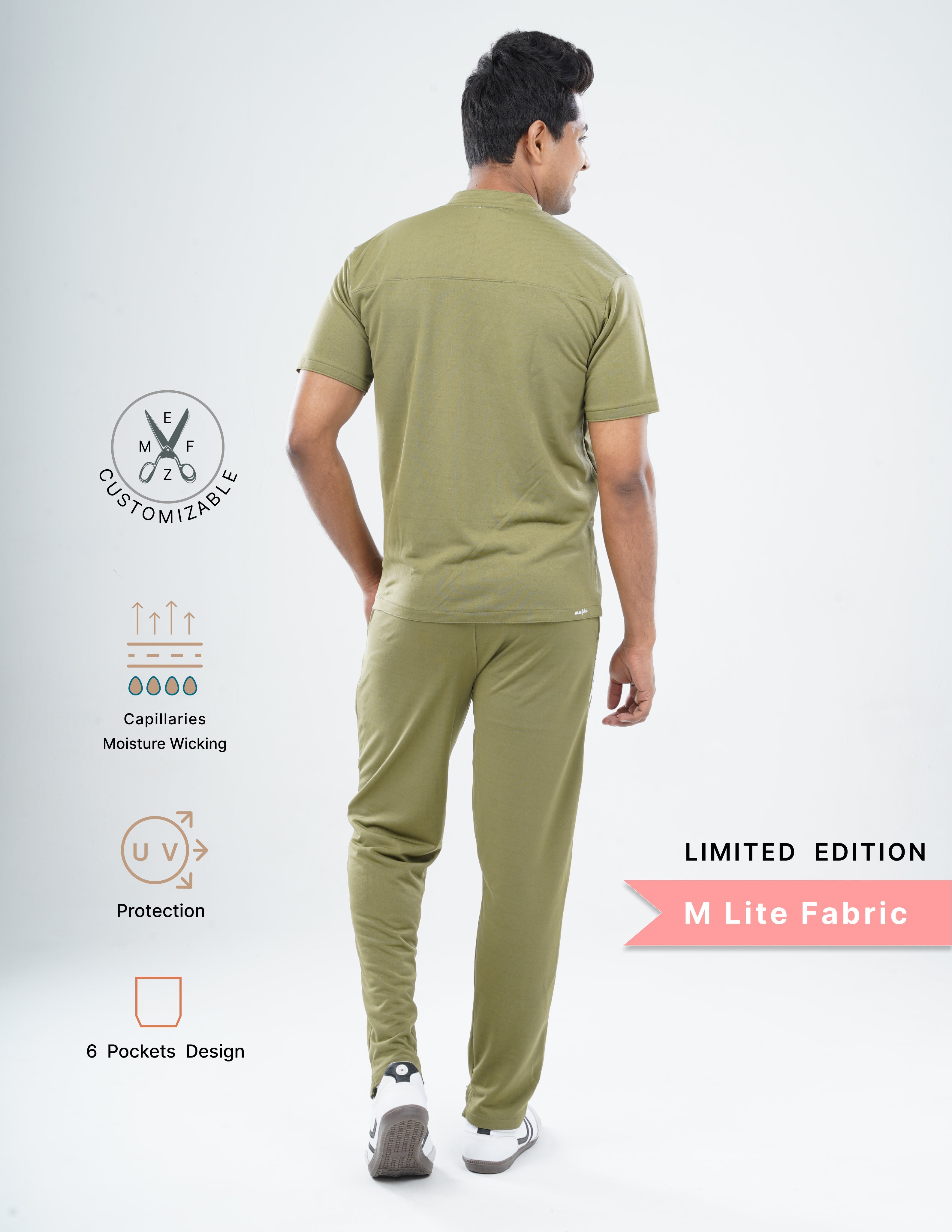 FERIL OLIVE - LIMITED EDITION V Neck / Straight Pant / 2 way Stretch (MaleFullset) MKZ177