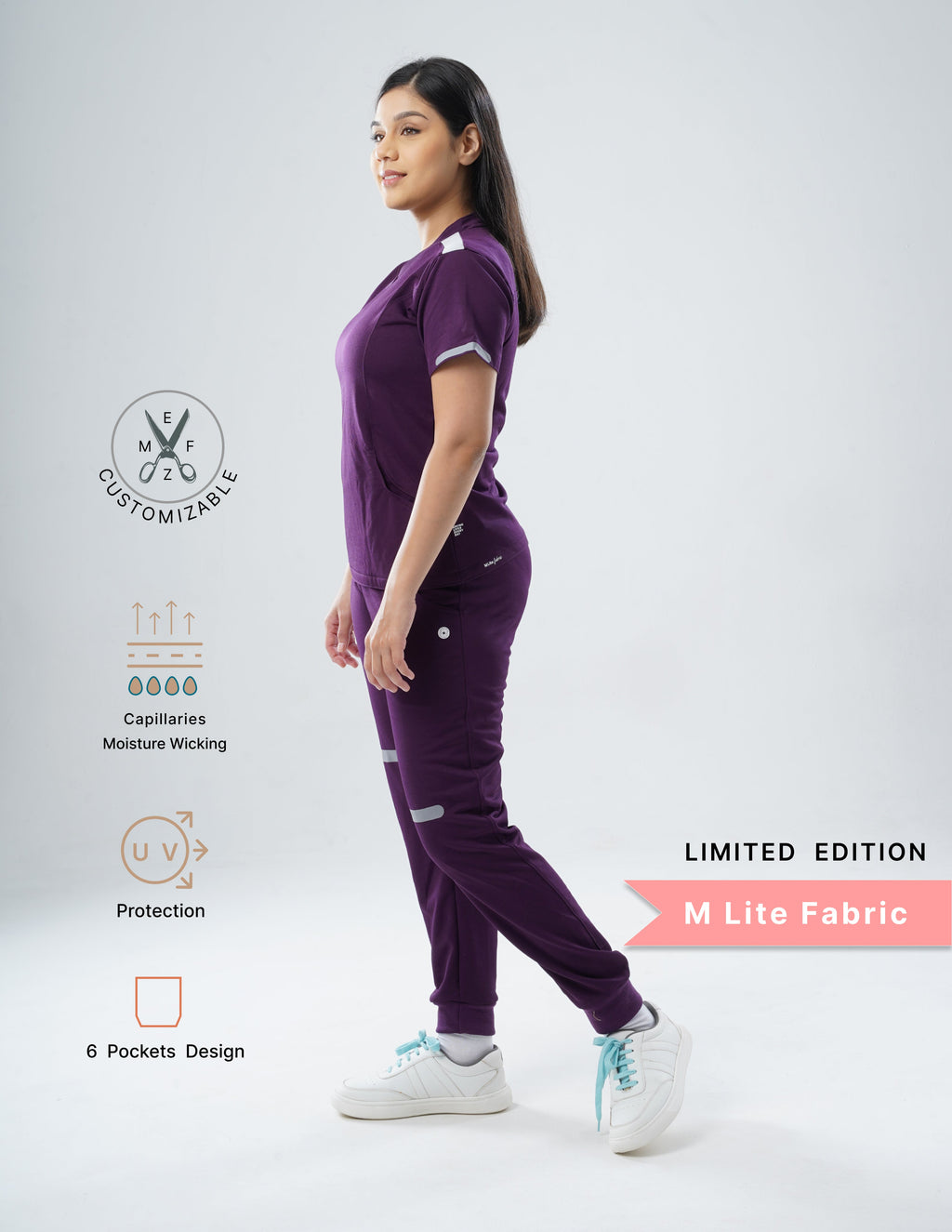 MERLOT WINE V Neck / Jogger Pant / 2 way Stretch (FemaleFullset) MKZ17
