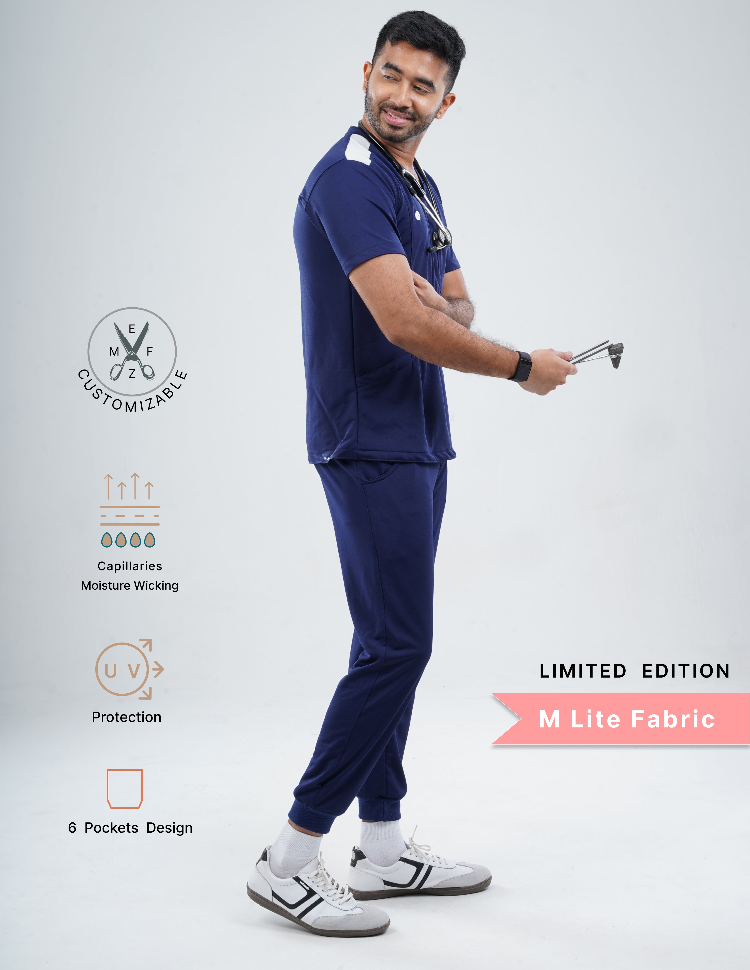ORLIN NAVY - LIMITED EDITION  V Neck / Jogger Pant / 2 way Stretch (MaleFullset) MKZ160