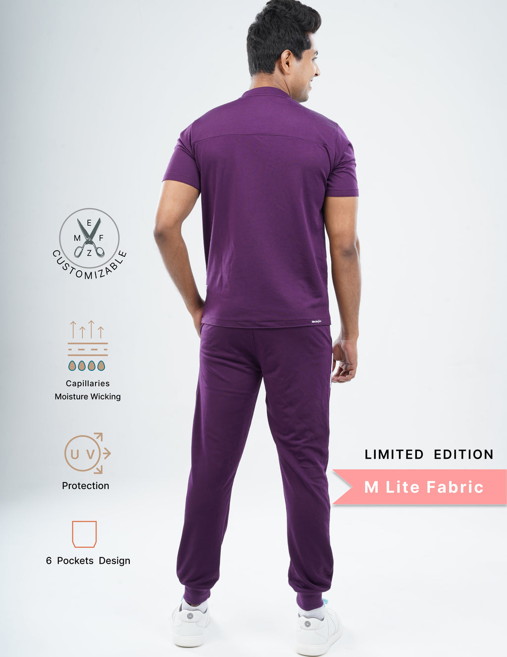 MERLOT WINE  - LIMITED EDITION  V Neck / Jogger Pant / 2 way Stretch (MaleFullset) MKZ144