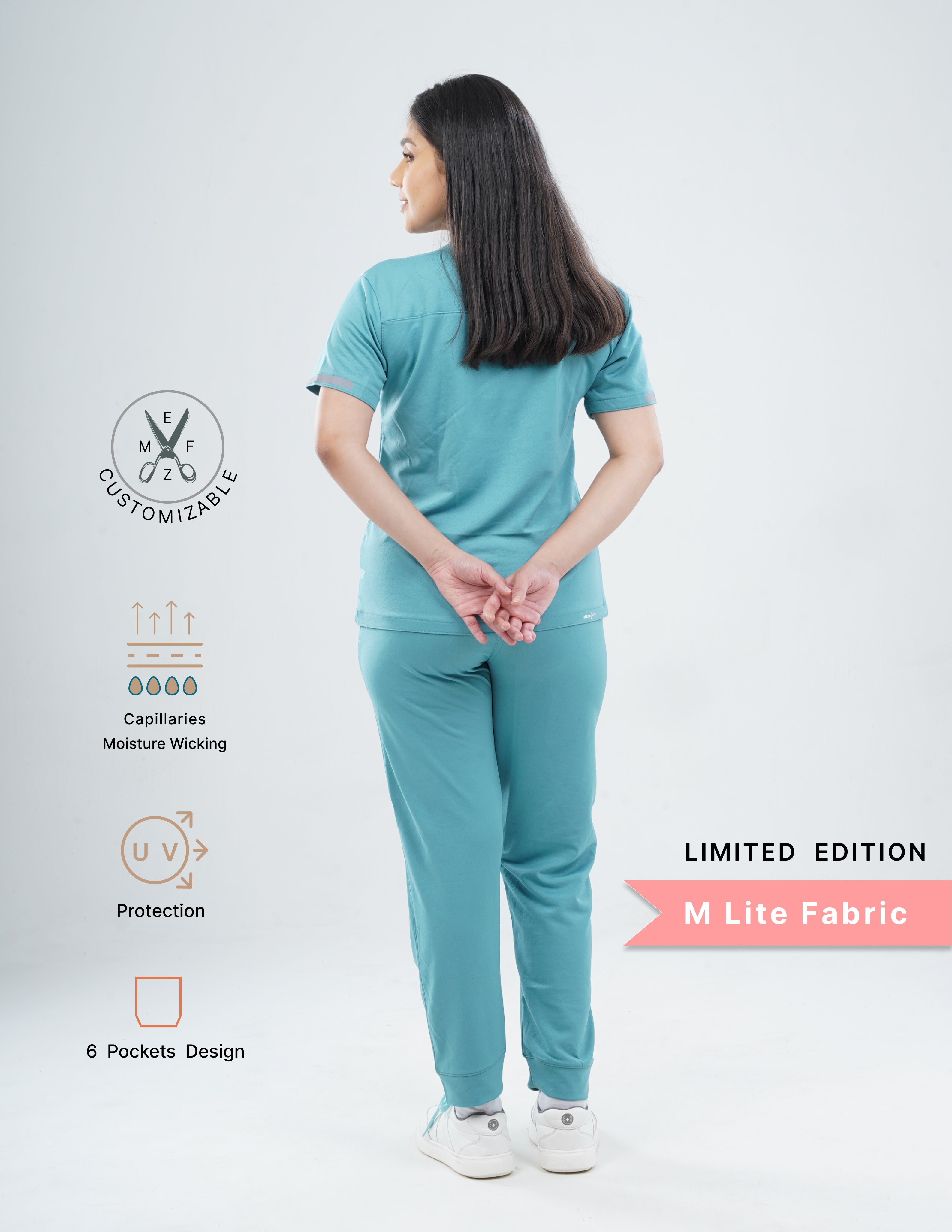 HYLORA TEAL - LIMITED EDITION  V Neck / Jogger Pant / 2 way Stretch (FemaleFullset) MKZ37