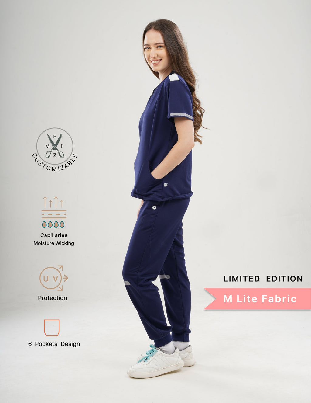 ORLIN NAVY - LIMITED EDITION  V Neck / Jogger Pant / 2 way Stretch (FemaleFullset) MKZ53