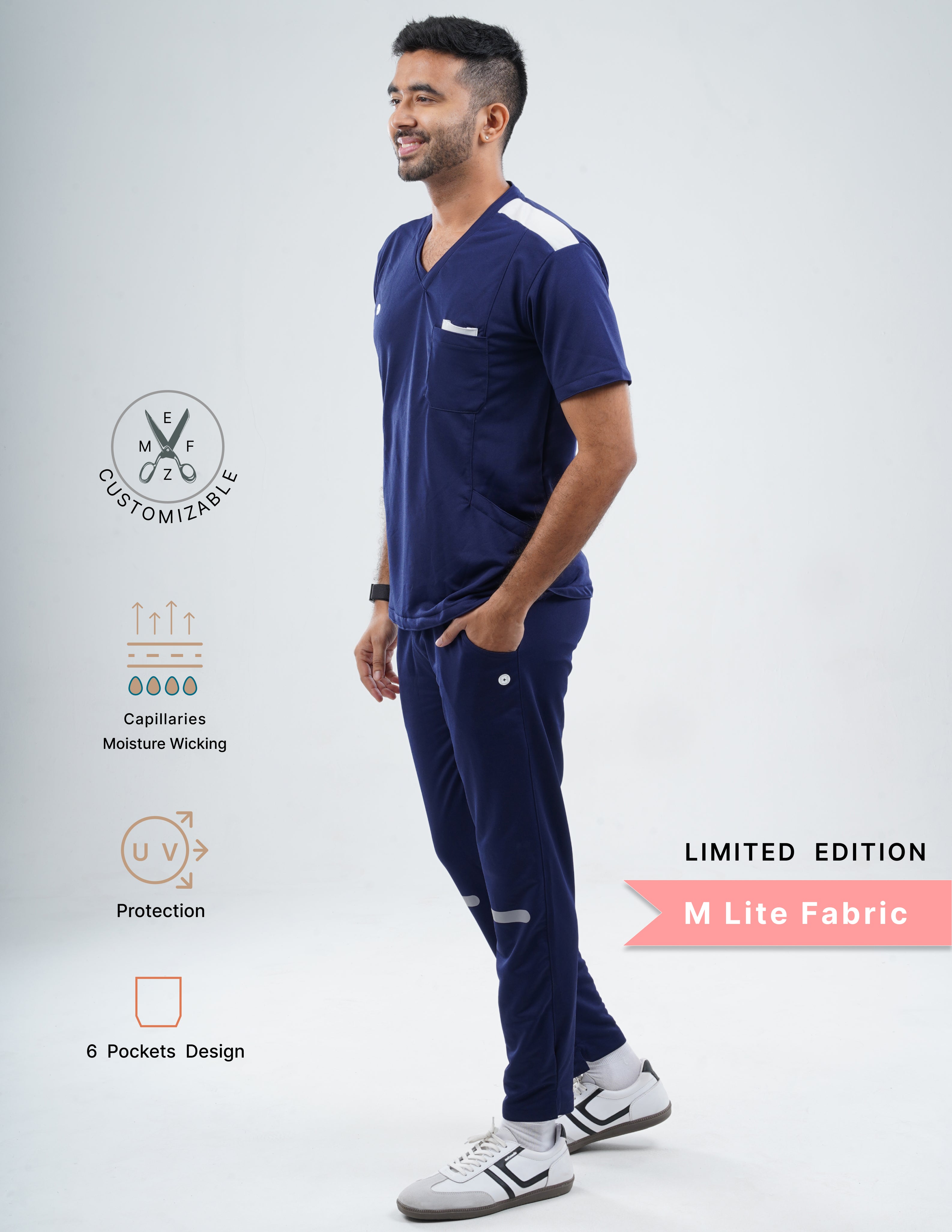ORLIN NAVY - LIMITED EDITION  V Neck / Straight Pant / 2 way Stretch (MaleFullset) MKZ161
