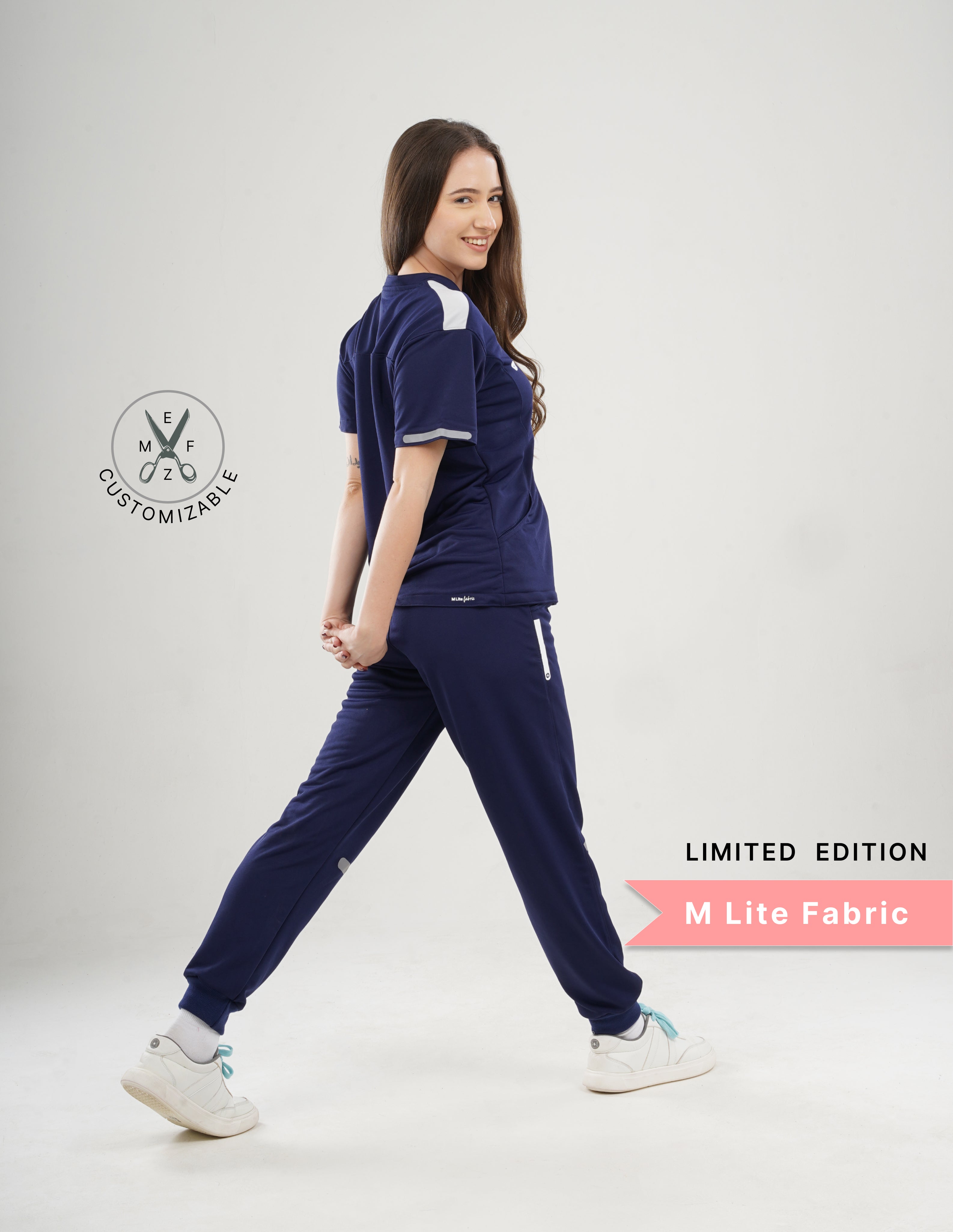 ORLIN NAVY - LIMITED EDITION  V Neck / Jogger Pant / 2 way Stretch (FemaleFullset) MKZ53