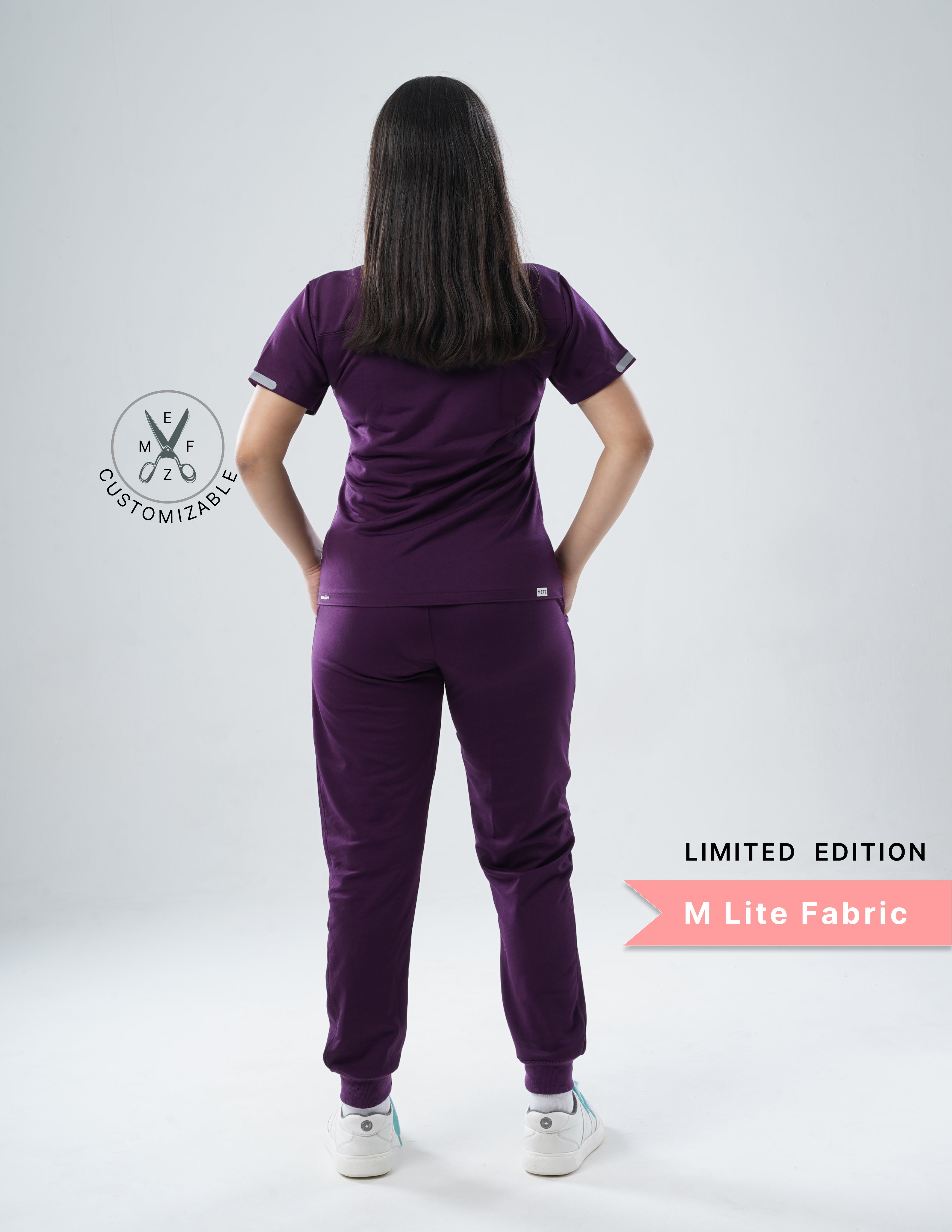 MERLOT WINE V Neck / Jogger Pant / 2 way Stretch (FemaleFullset) MKZ17
