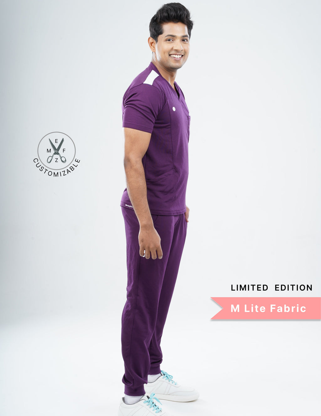 MERLOT WINE  - LIMITED EDITION  V Neck / Jogger Pant / 2 way Stretch (MaleFullset) MKZ144