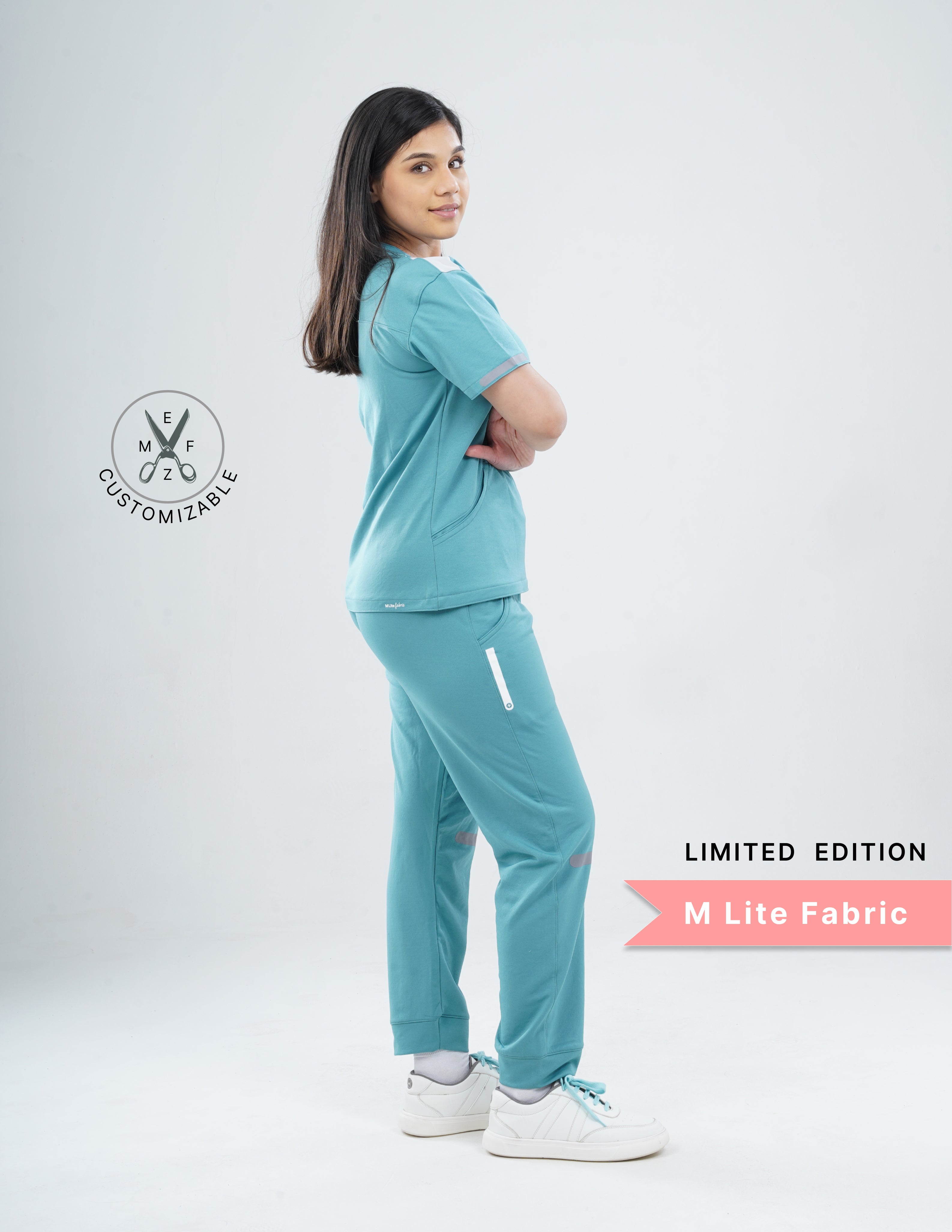 HYLORA TEAL - LIMITED EDITION  V Neck / Jogger Pant / 2 way Stretch (FemaleFullset) MKZ37