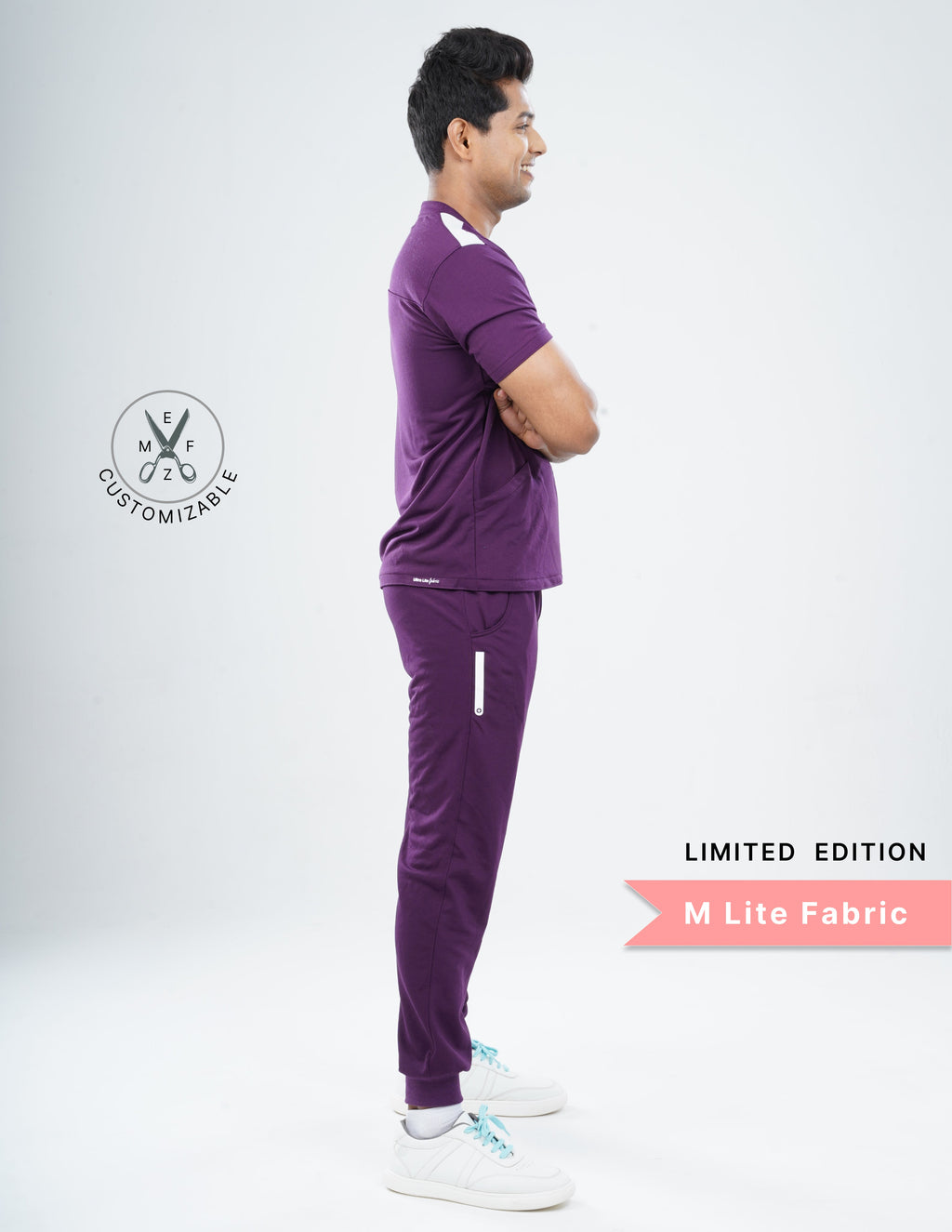 MERLOT WINE  - LIMITED EDITION  V Neck / Jogger Pant / 2 way Stretch (MaleFullset) MKZ144
