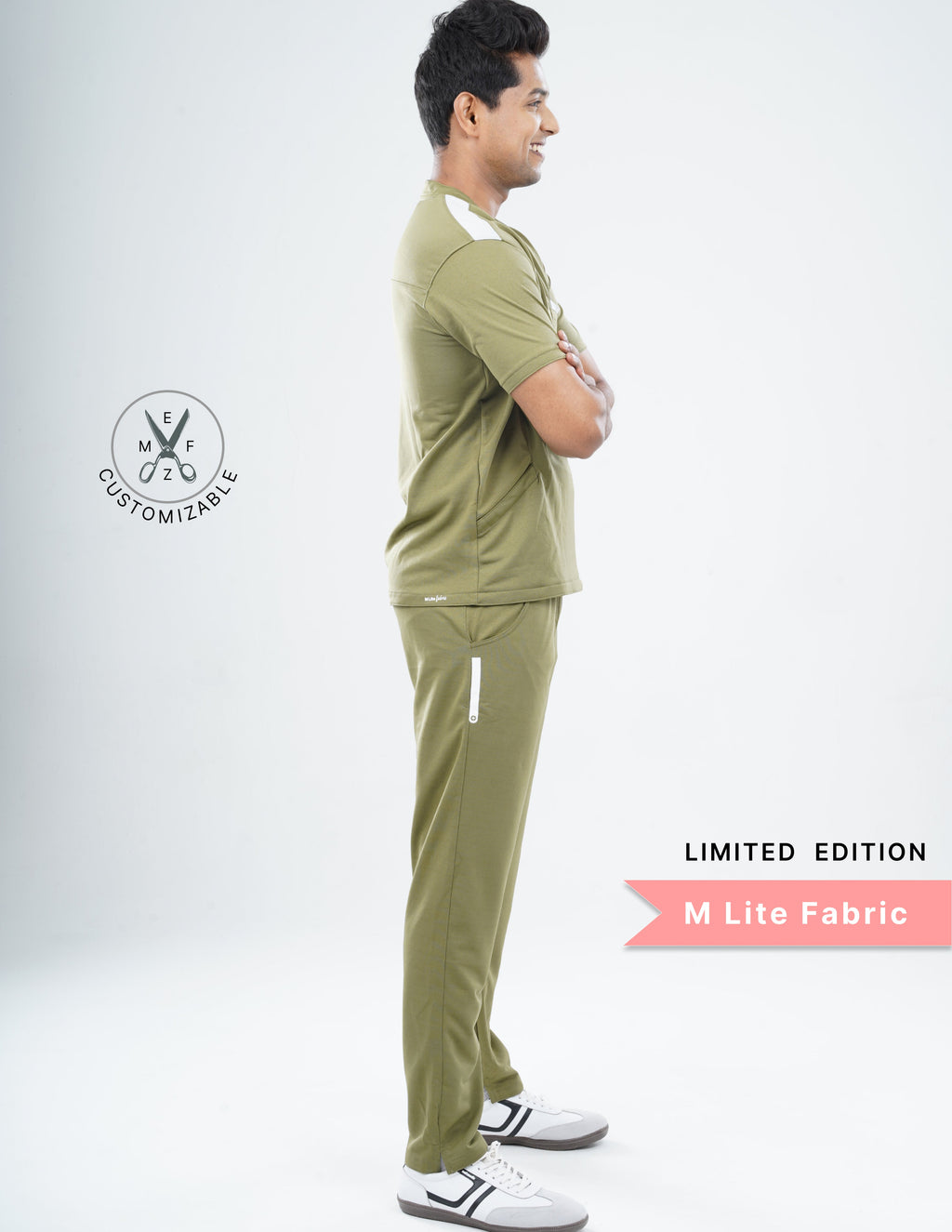 FERIL OLIVE - LIMITED EDITION V Neck / Straight Pant / 2 way Stretch (MaleFullset) MKZ177