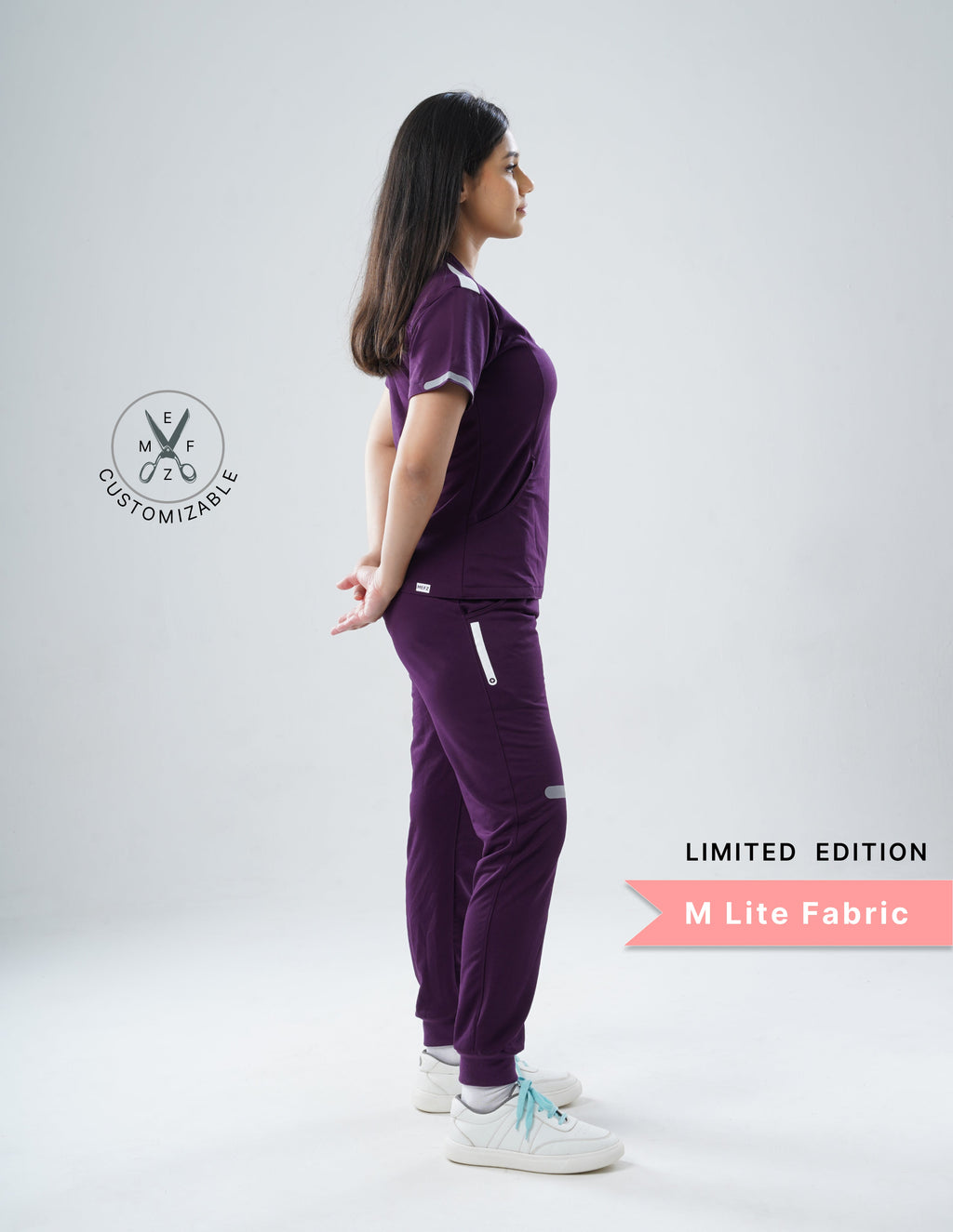 MERLOT WINE V Neck / Jogger Pant / 2 way Stretch (FemaleFullset) MKZ17