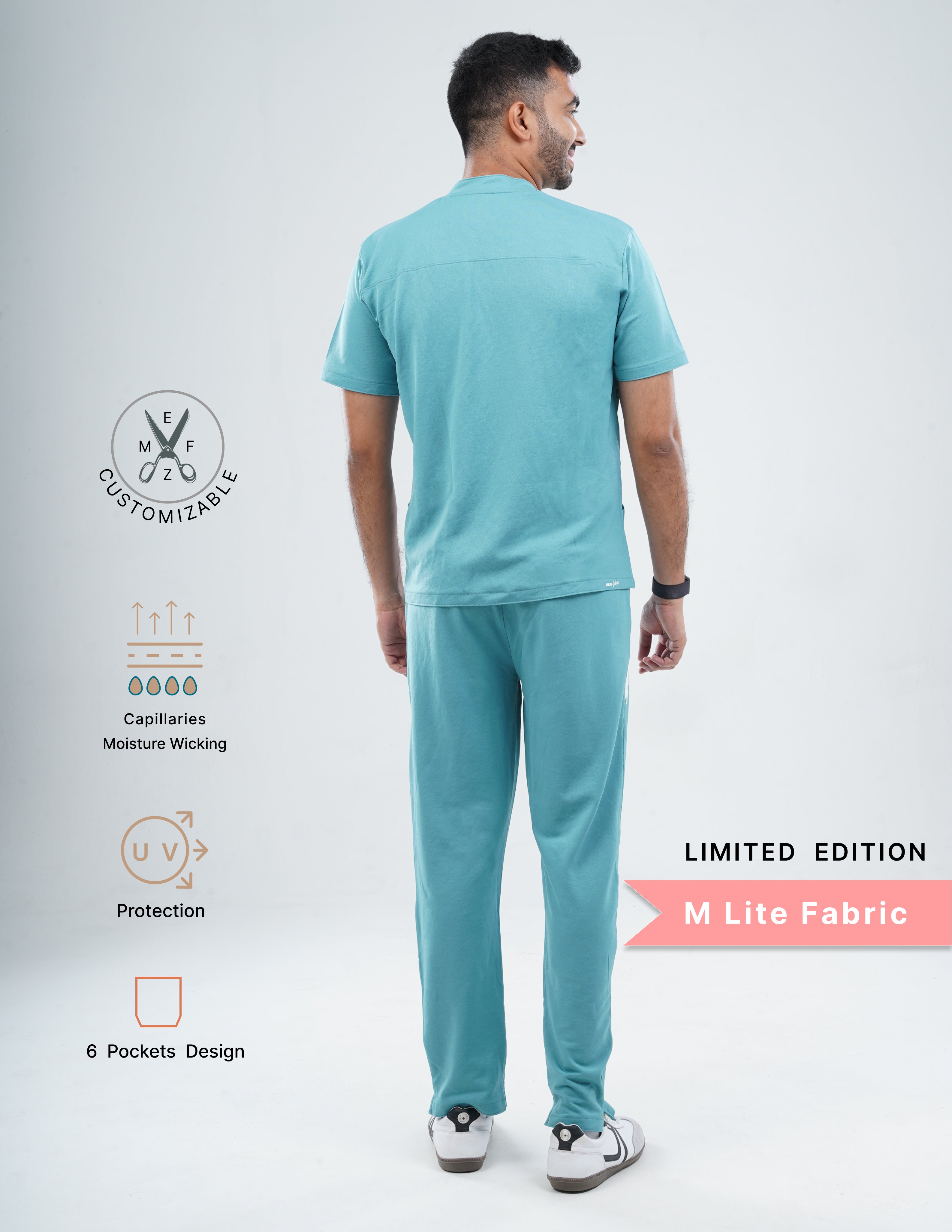HYLORA TEAL - LIMITED EDITION V Neck / Straight Pant / 2 way Stretch (MaleFullset) MKZ169