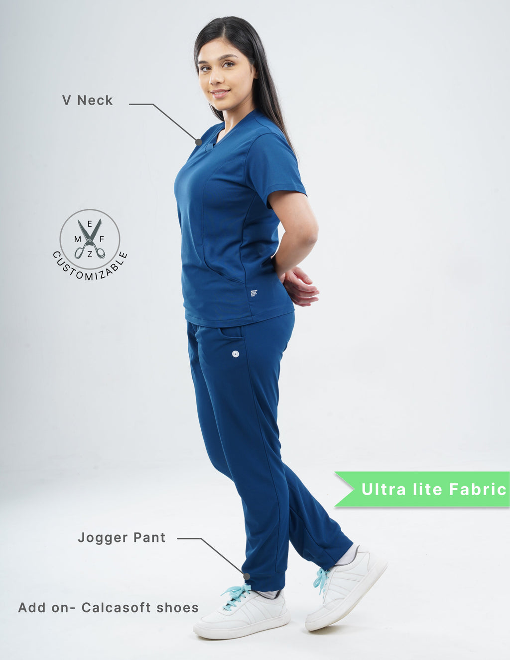 COSMIC BLUE  V Neck / Jogger Pant / 2 way Stretch (FemaleFullset) MKZ55